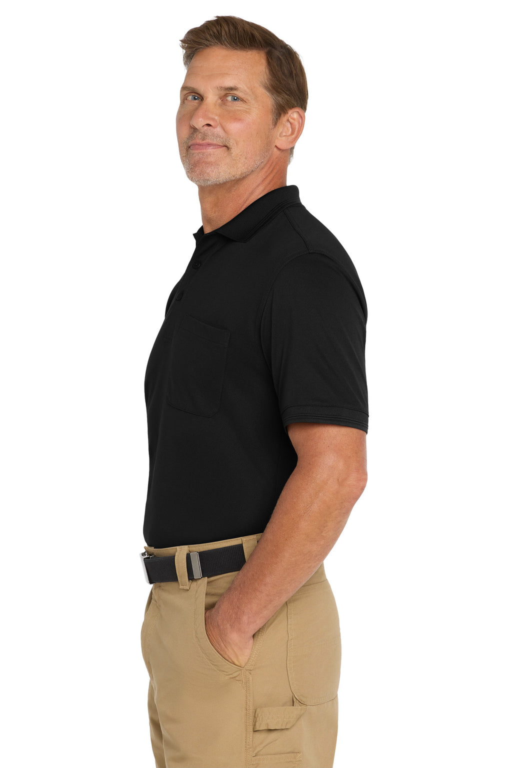 CornerStone Industrial Snag-Proof Pique Pocket Polo. CS4020P - Black - side