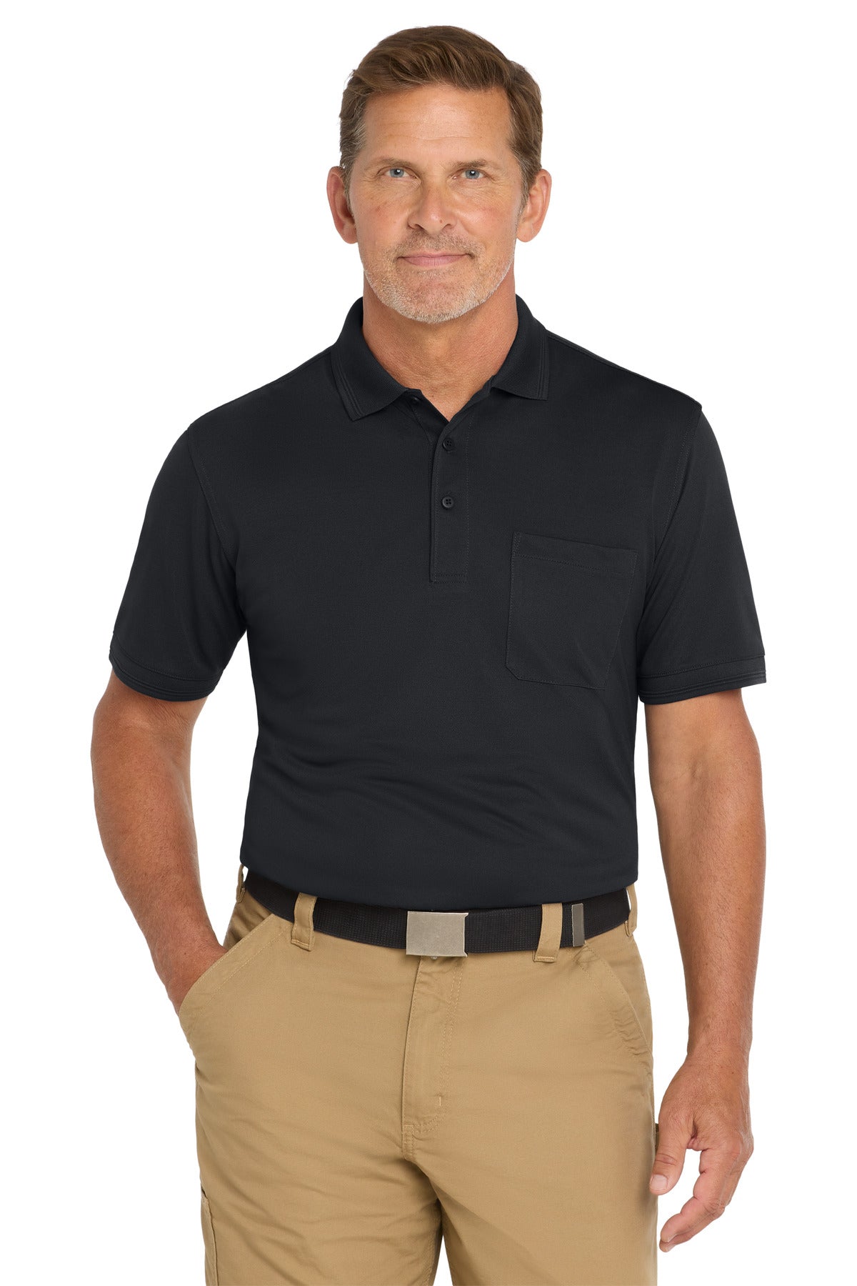 CornerStone Industrial Snag-Proof Pique Pocket Polo. CS4020P - Navy Blue - front