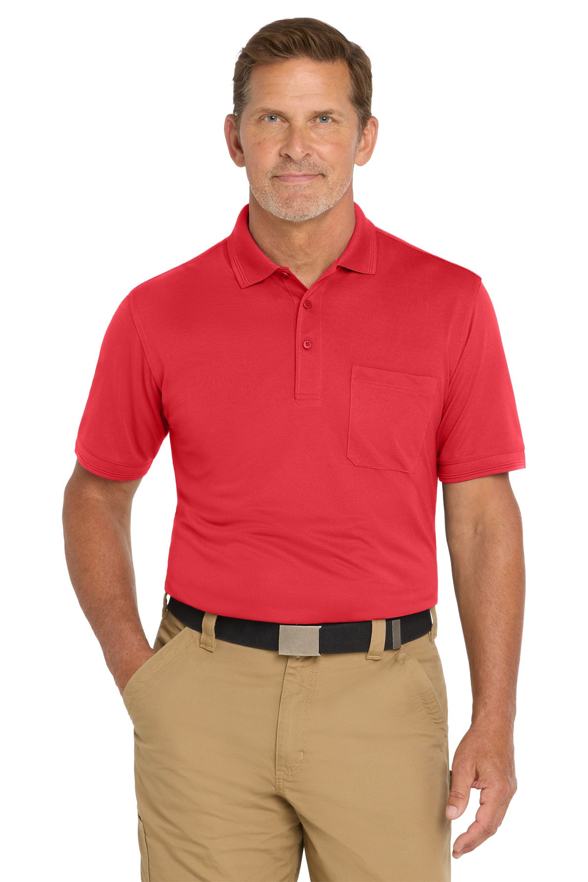 CornerStone Industrial Snag-Proof Pique Pocket Polo. CS4020P - Red - front