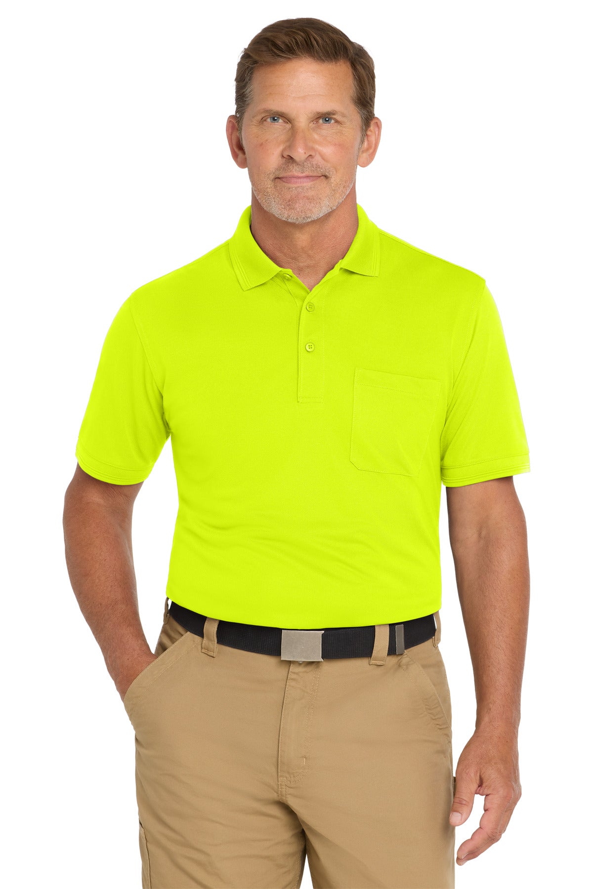 CornerStone Industrial Snag-Proof Pique Pocket Polo. CS4020P - Safety Yellow - front