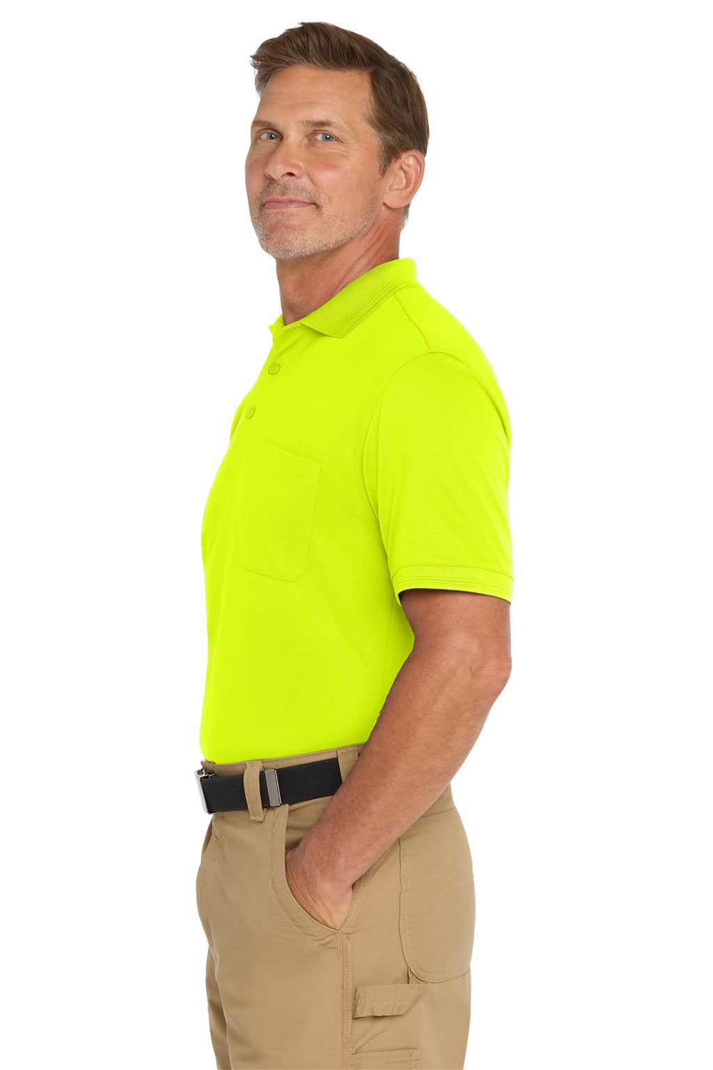 CornerStone Industrial Snag-Proof Pique Pocket Polo. CS4020P - Safety Yellow - side