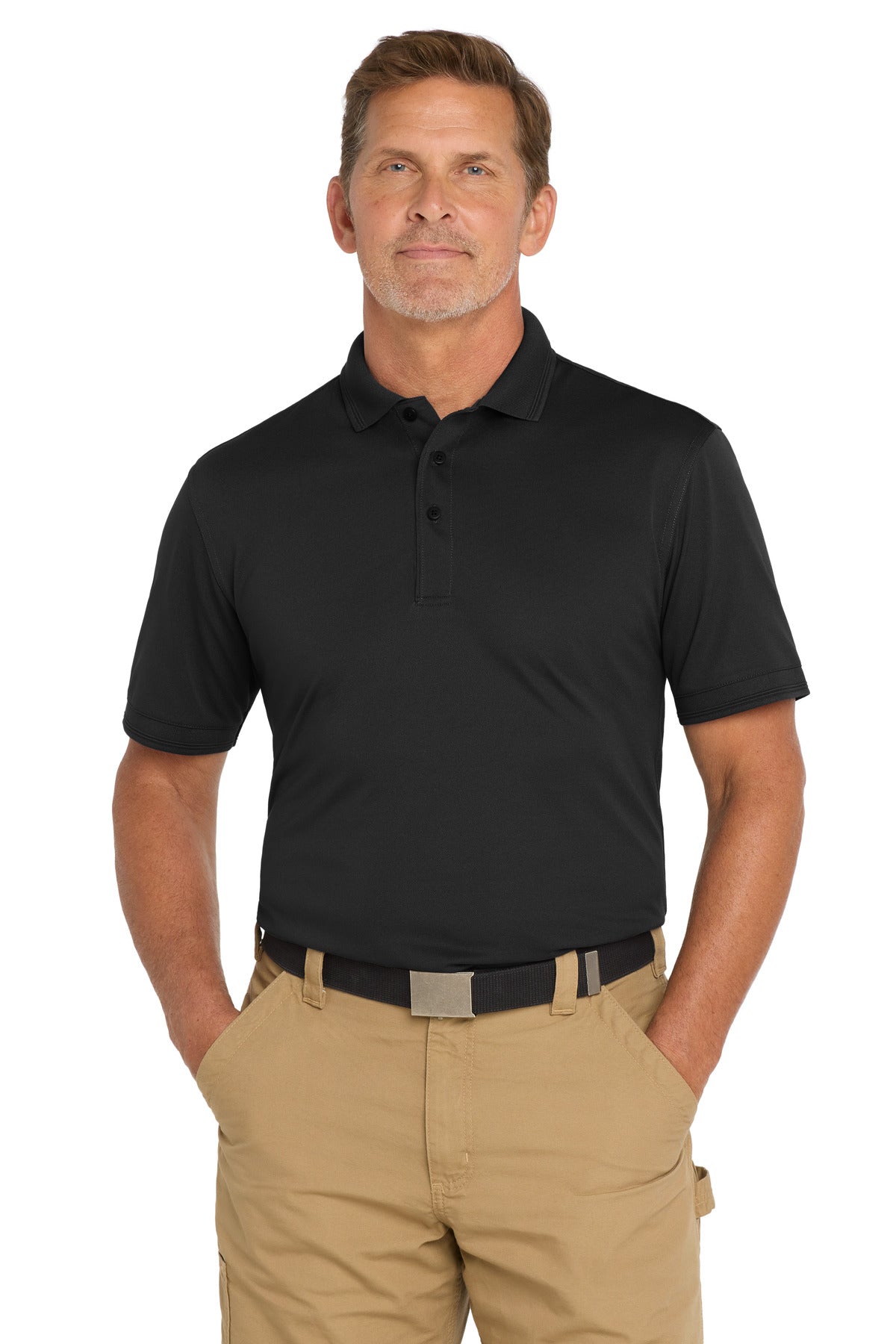 CornerStone Industrial Snag-Proof Pique Polo. CS4020 - Black - front