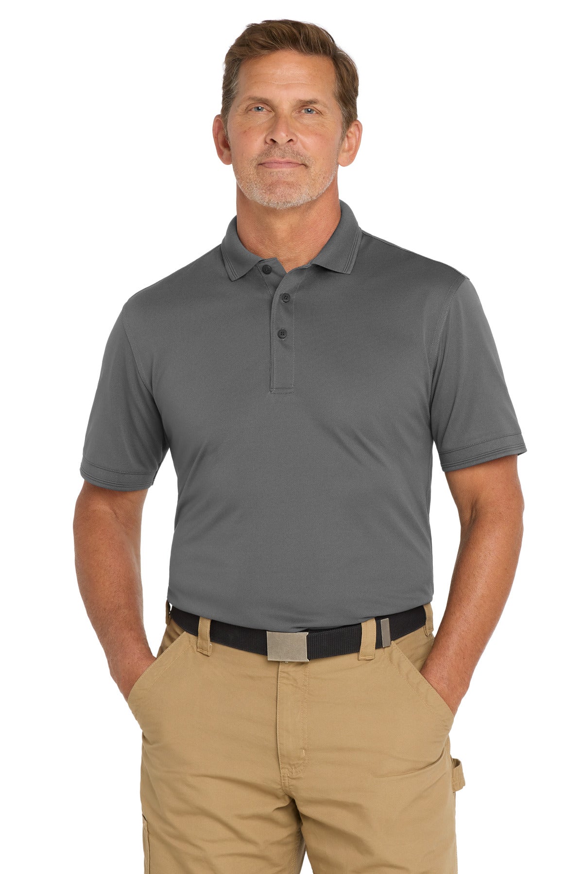 CornerStone Industrial Snag-Proof Pique Polo. CS4020 - Charcoal - front