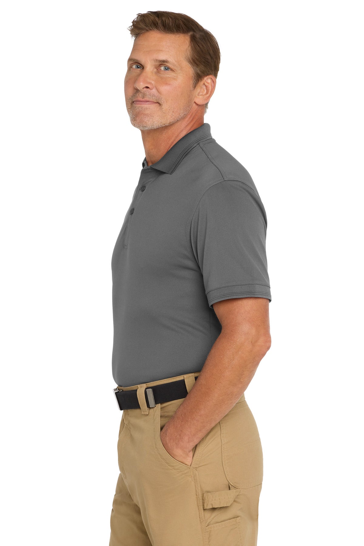 CornerStone Industrial Snag-Proof Pique Polo. CS4020 - Charcoal - side