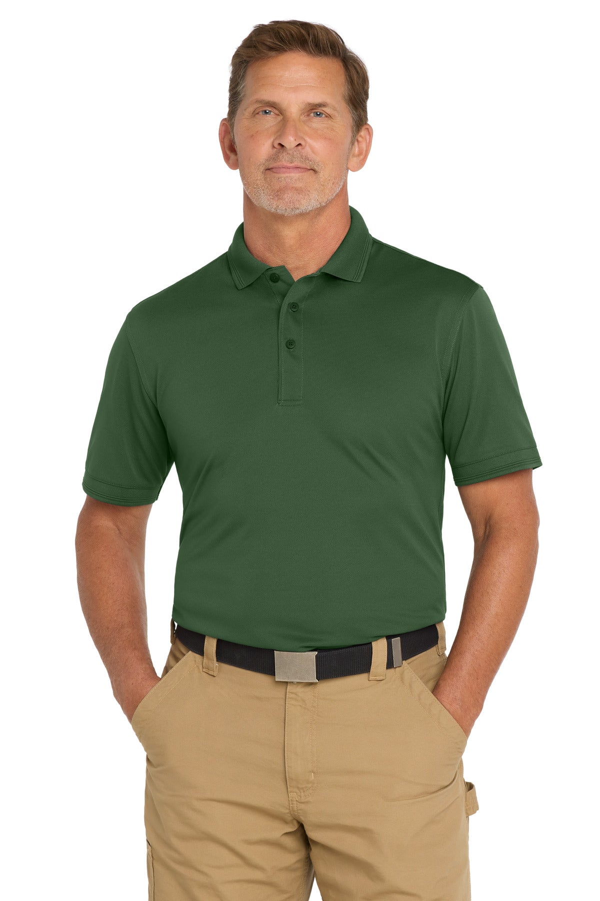 CornerStone Industrial Snag-Proof Pique Polo. CS4020 - Dark Green - front