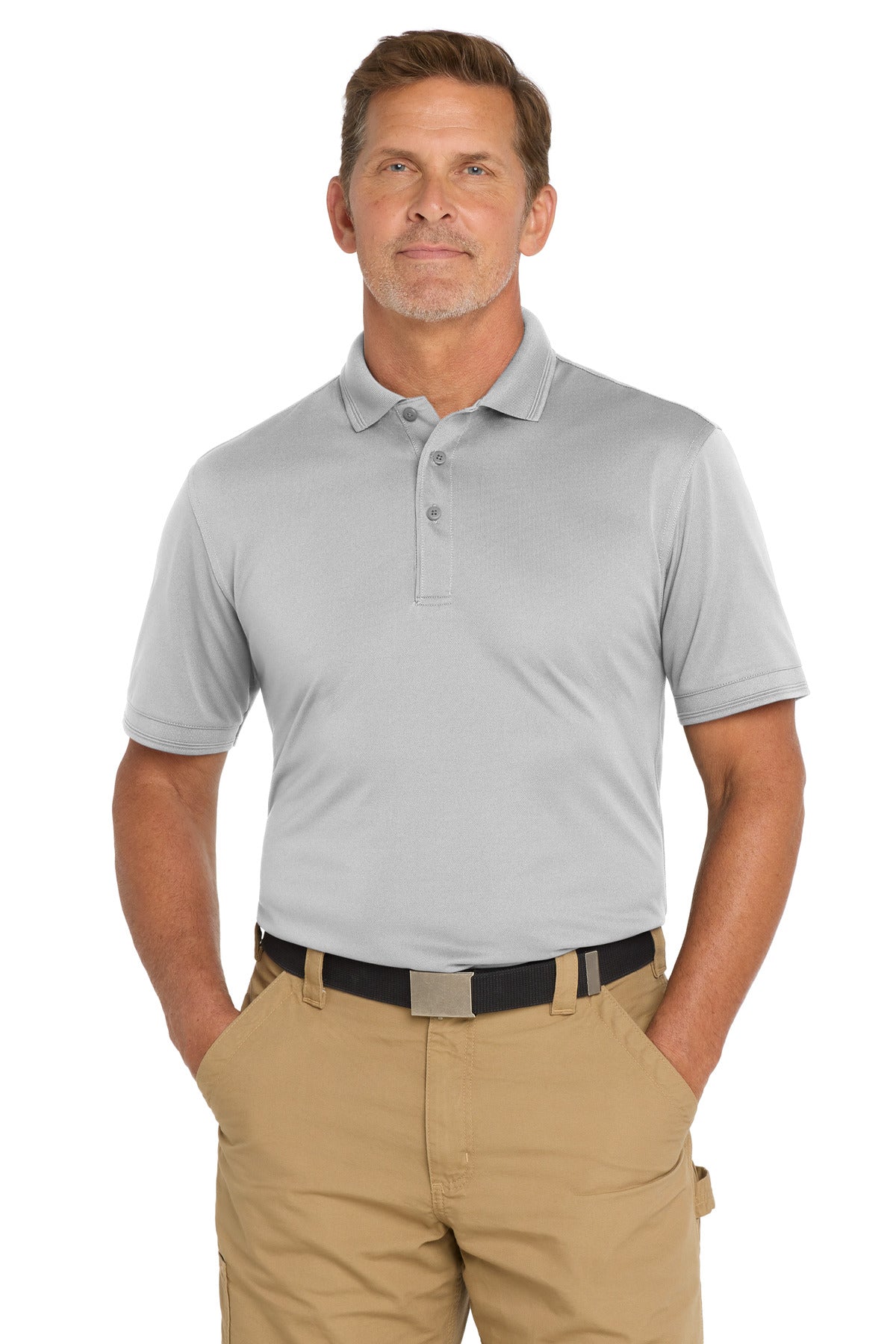 CornerStone Industrial Snag-Proof Pique Polo. CS4020 - Light Grey - front