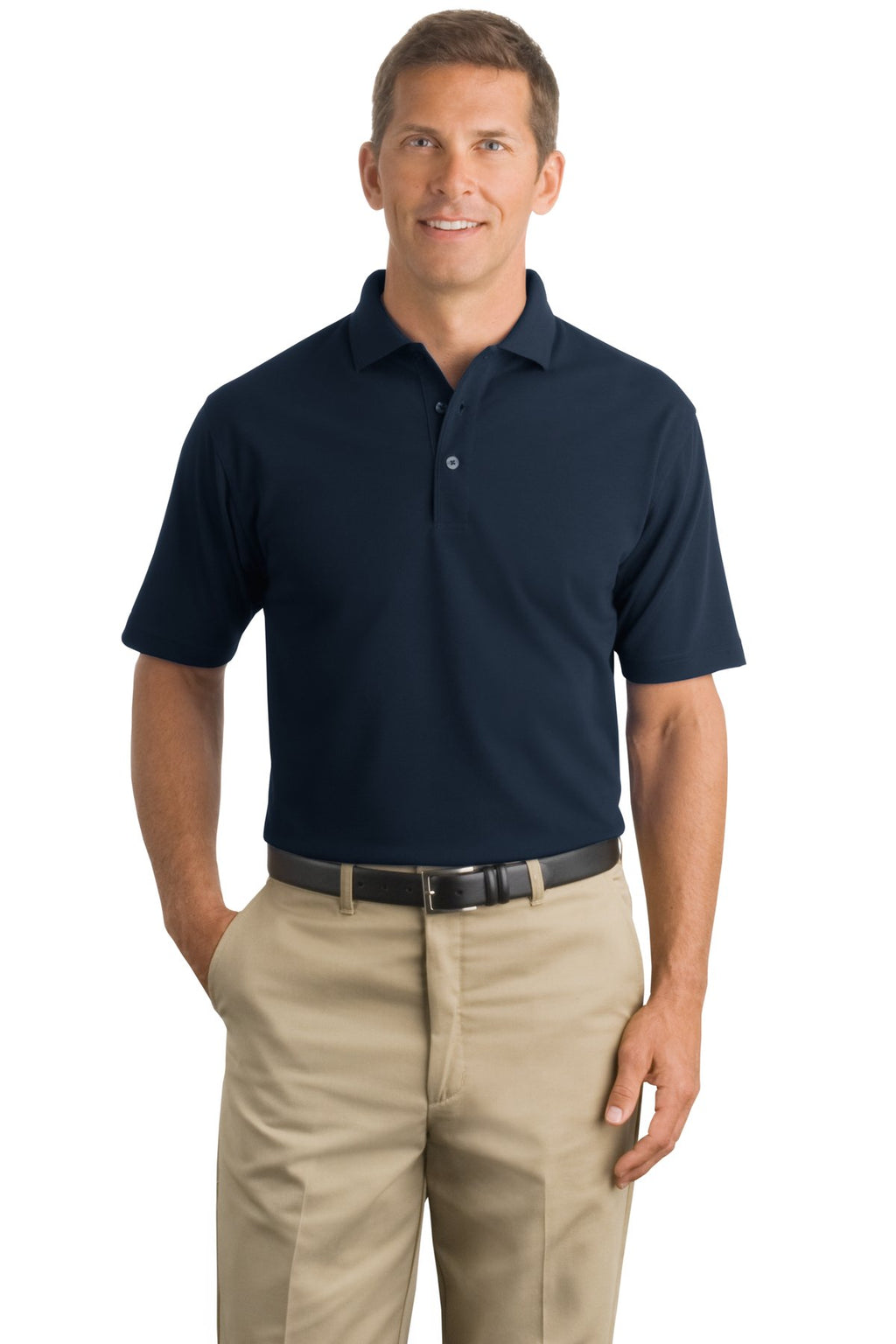 DISCONTINUED CornerStone - Industrial Pique Polo. CS402 - Navy - front