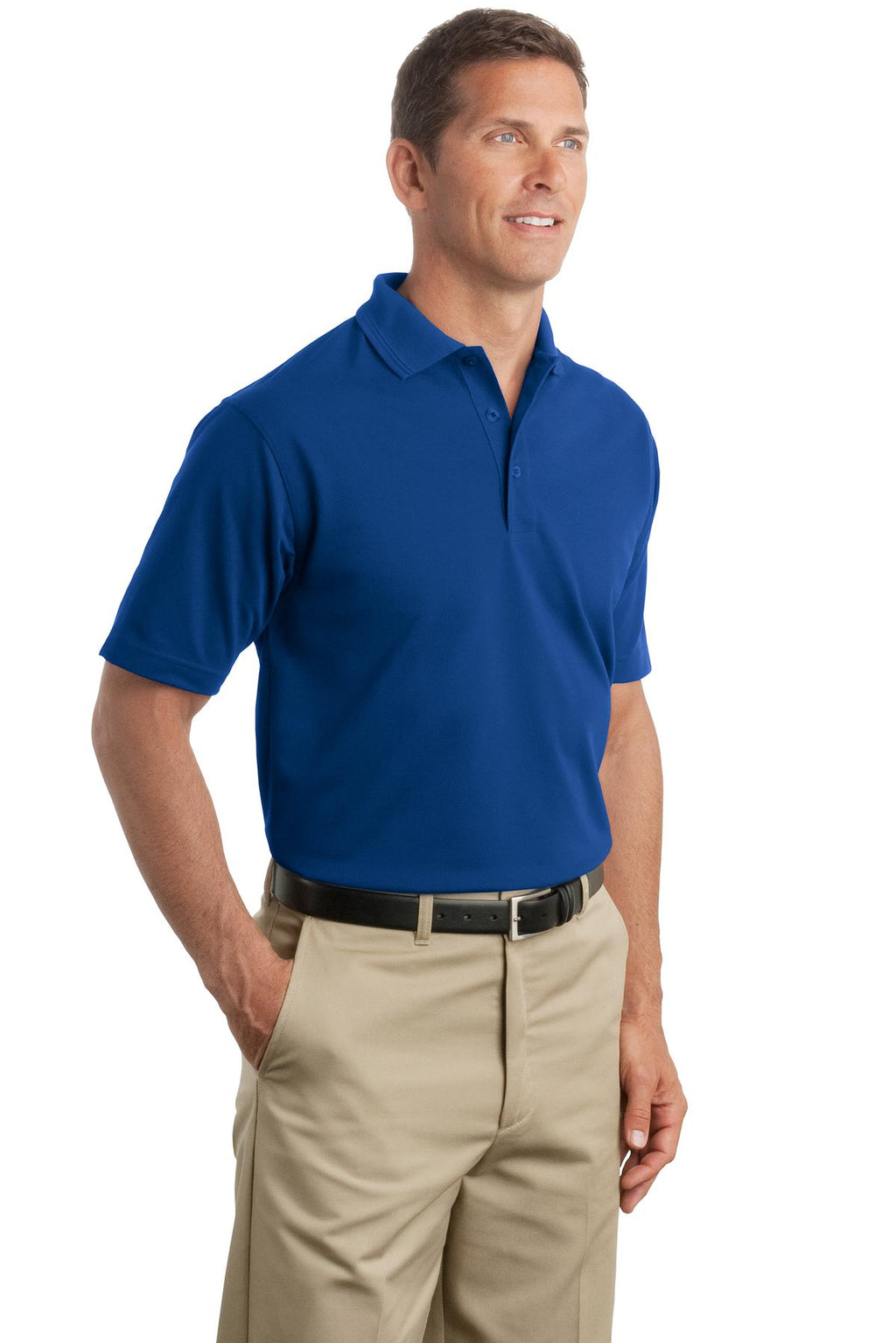 DISCONTINUED CornerStone - Industrial Pique Polo. CS402 - Royal - three_q