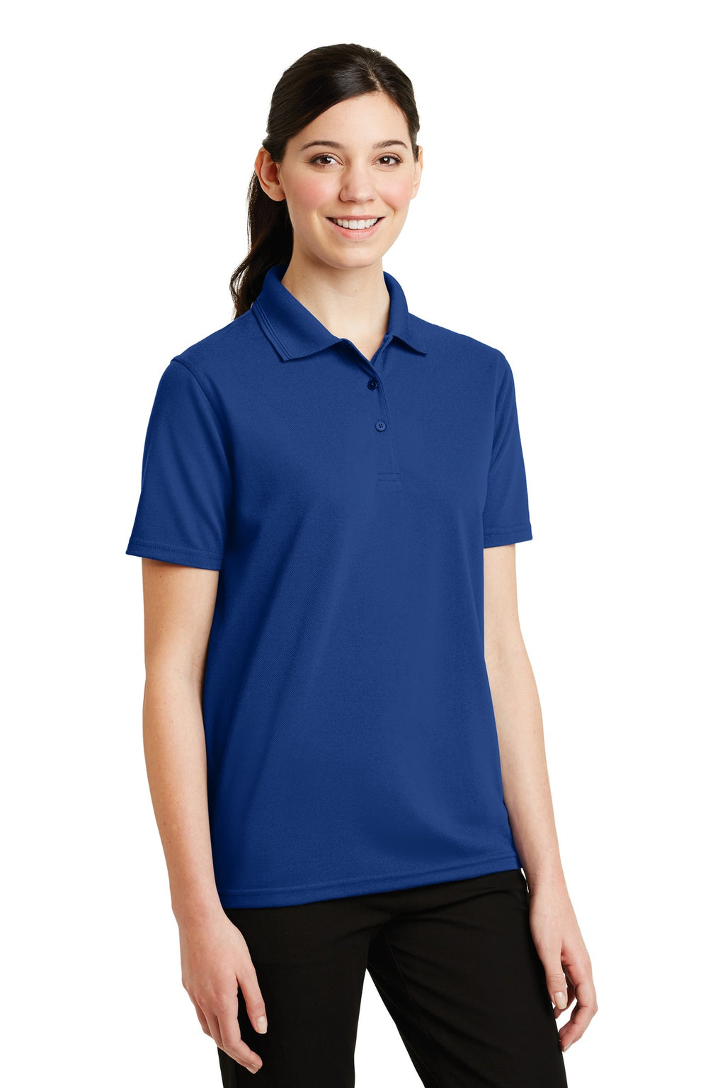 DISCONTINUED CornerStone - Ladies Industrial Pique Polo. CS403 - Royal - three_q