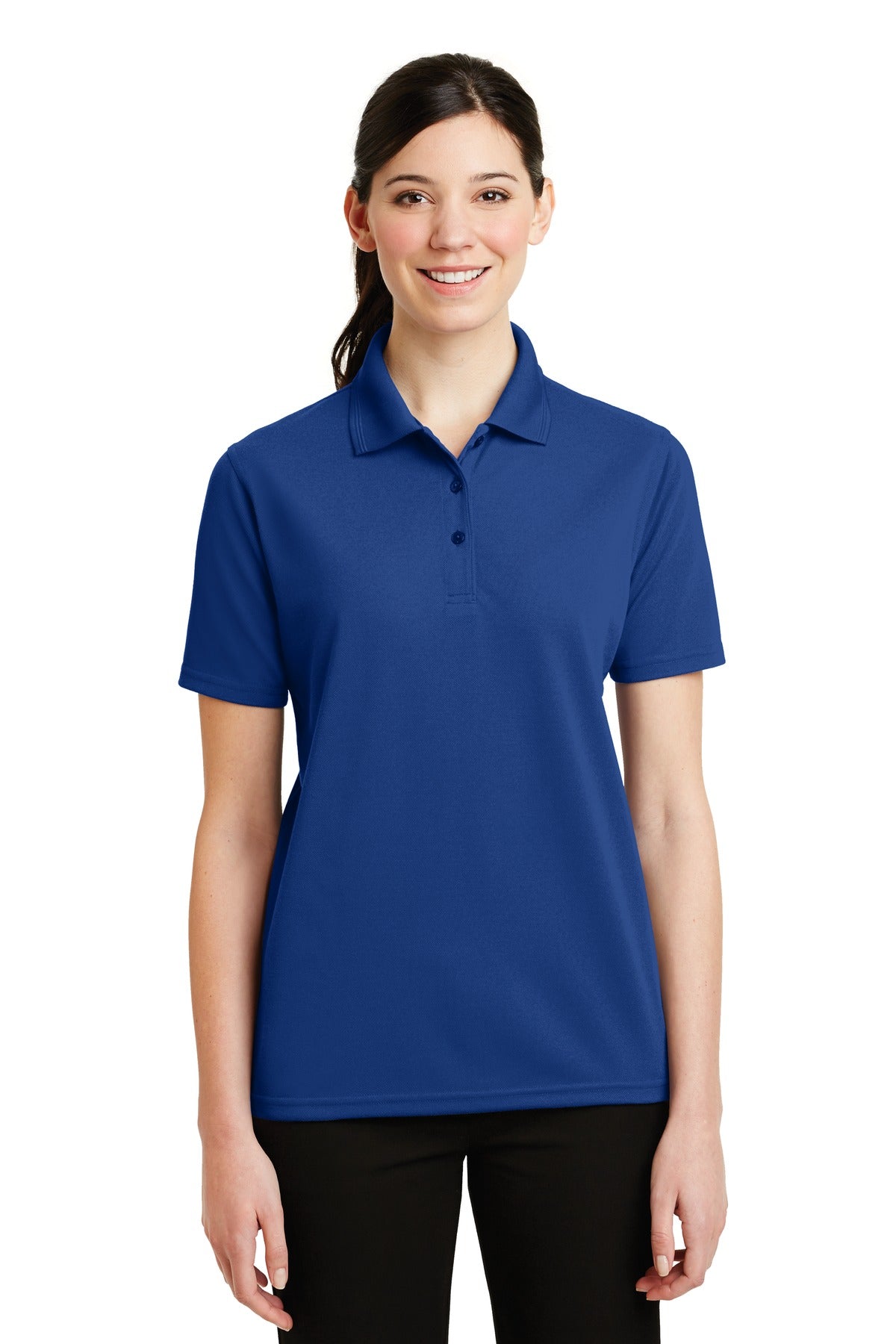 DISCONTINUED CornerStone - Ladies Industrial Pique Polo. CS403 - Royal - front
