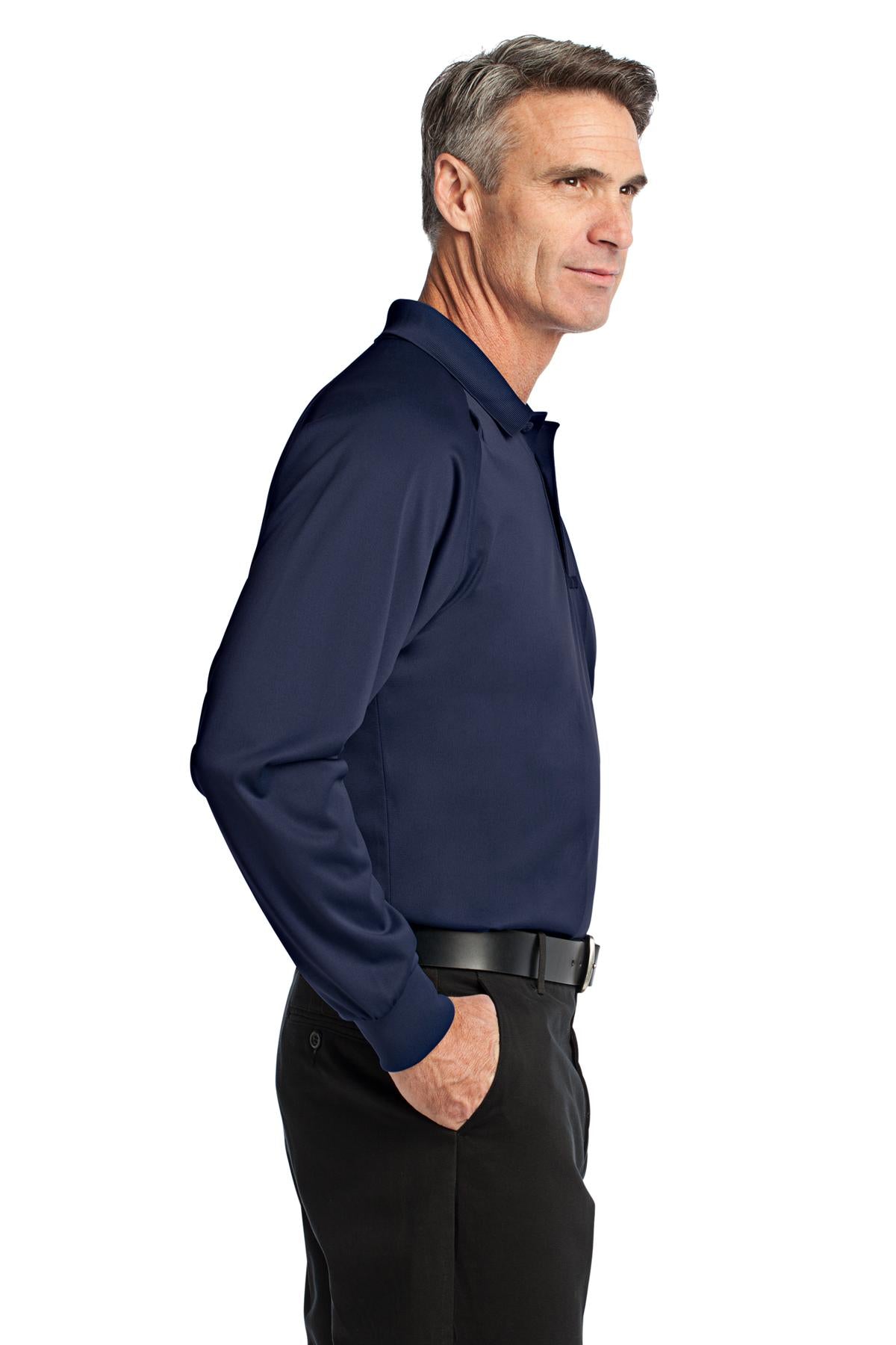 CornerStone - Select Long Sleeve Snag-Proof Tactical Polo. CS410LS - Dark Navy - side
