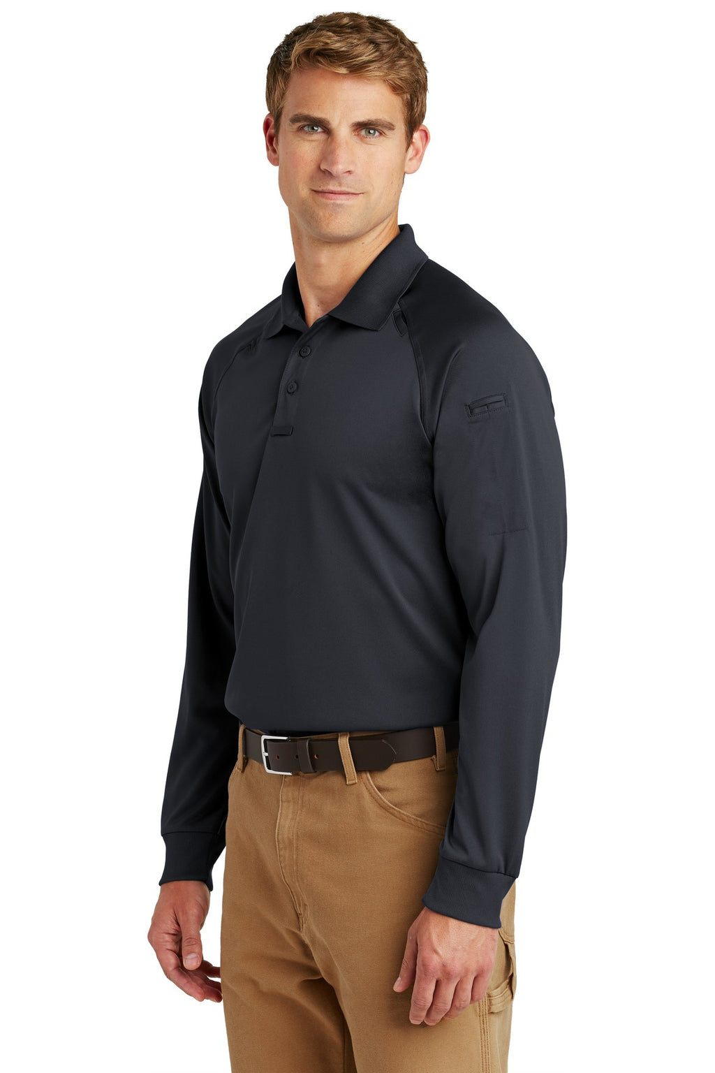 CornerStone - Select Long Sleeve Snag-Proof Tactical Polo. CS410LS - Charcoal - three_q