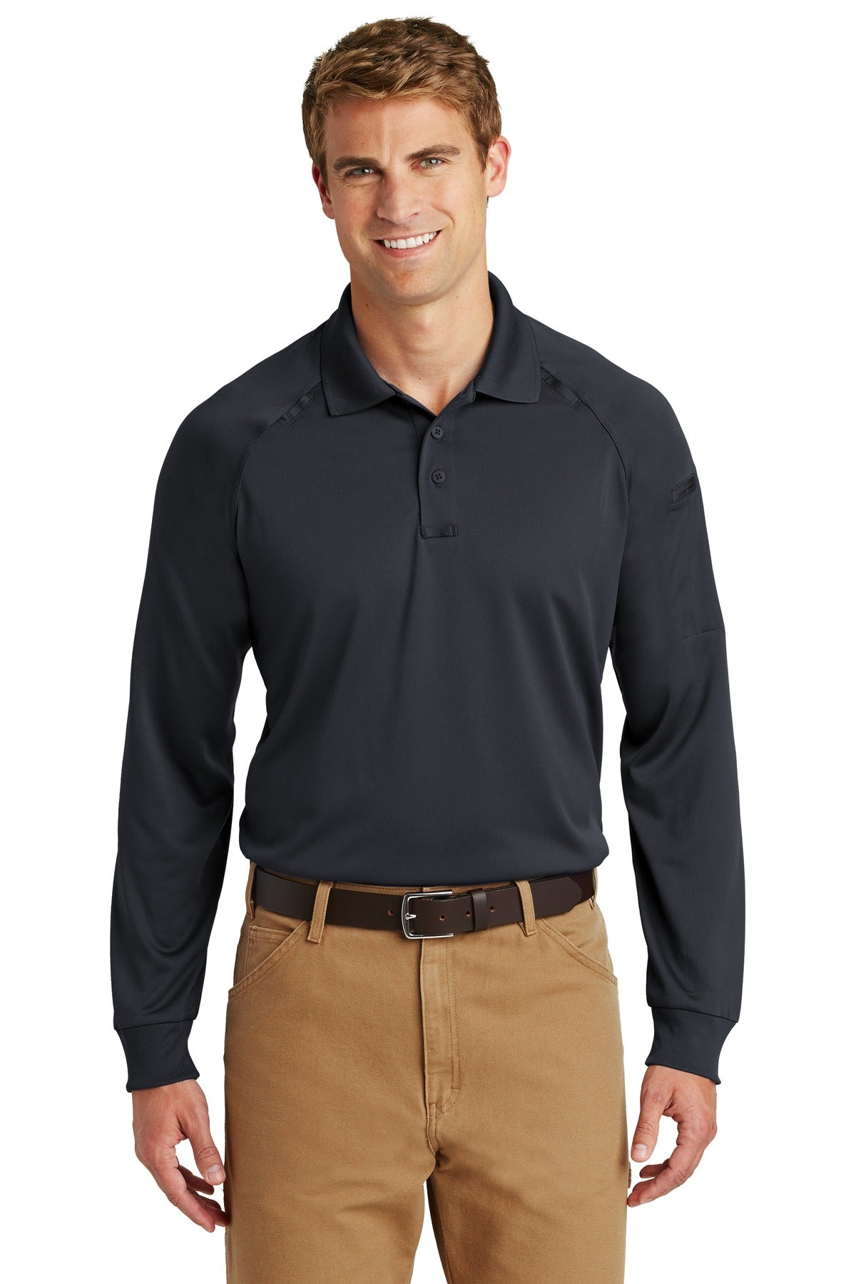 CornerStone - Select Long Sleeve Snag-Proof Tactical Polo. CS410LS - Charcoal - front