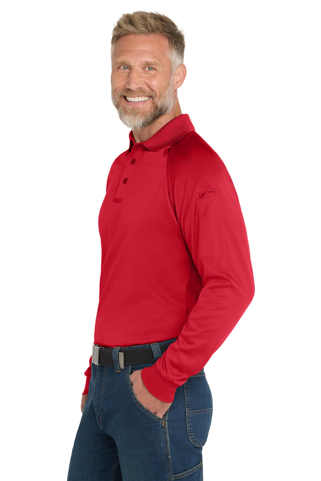CornerStone - Select Long Sleeve Snag-Proof Tactical Polo. CS410LS - Red - side