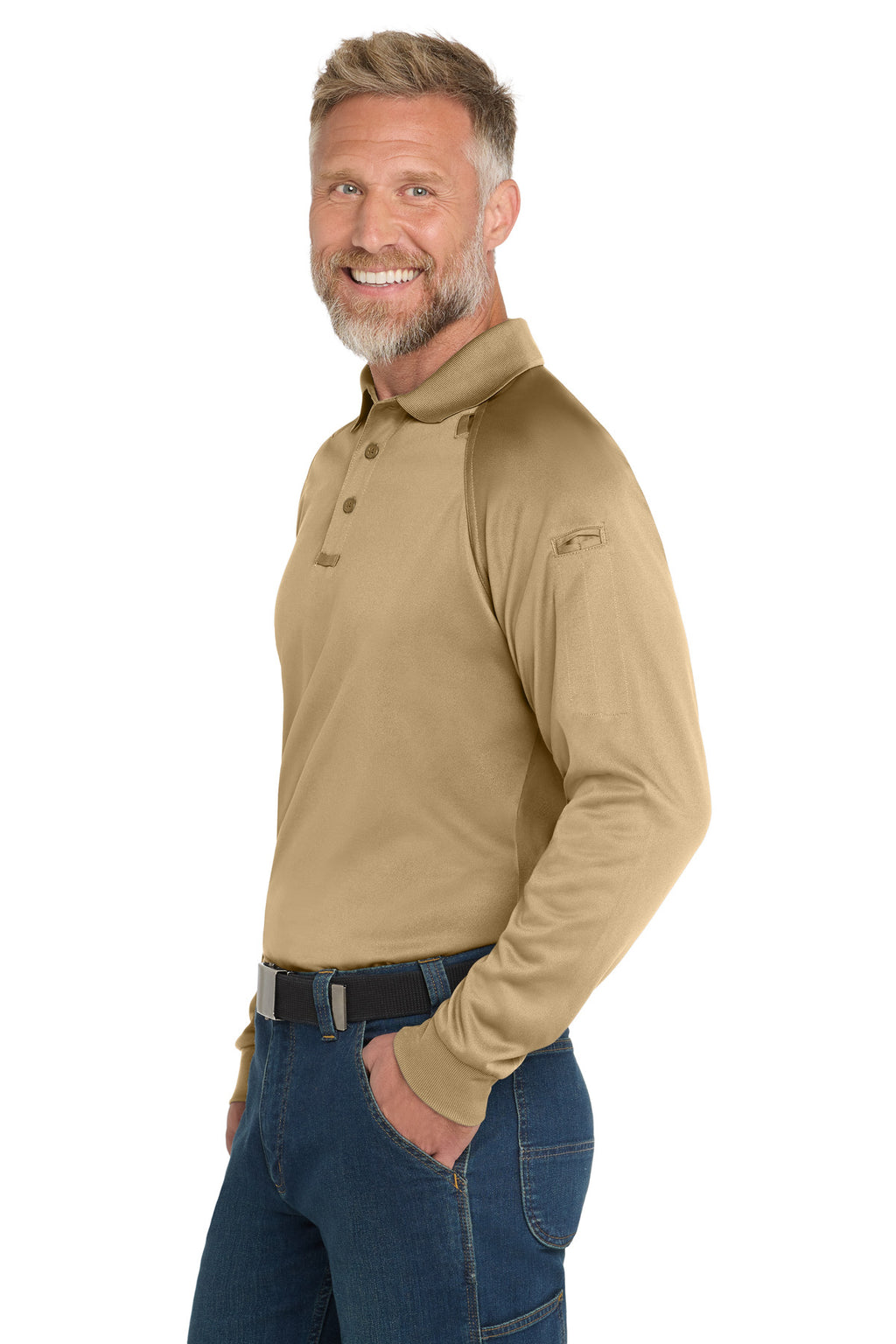 CornerStone - Select Long Sleeve Snag-Proof Tactical Polo. CS410LS - Tan - side