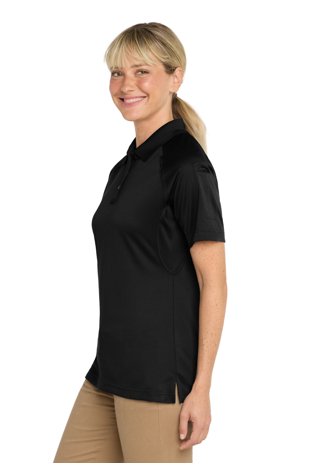 CornerStone Women's Select Snag-Proof Tactical Polo. CS411 - Black - side