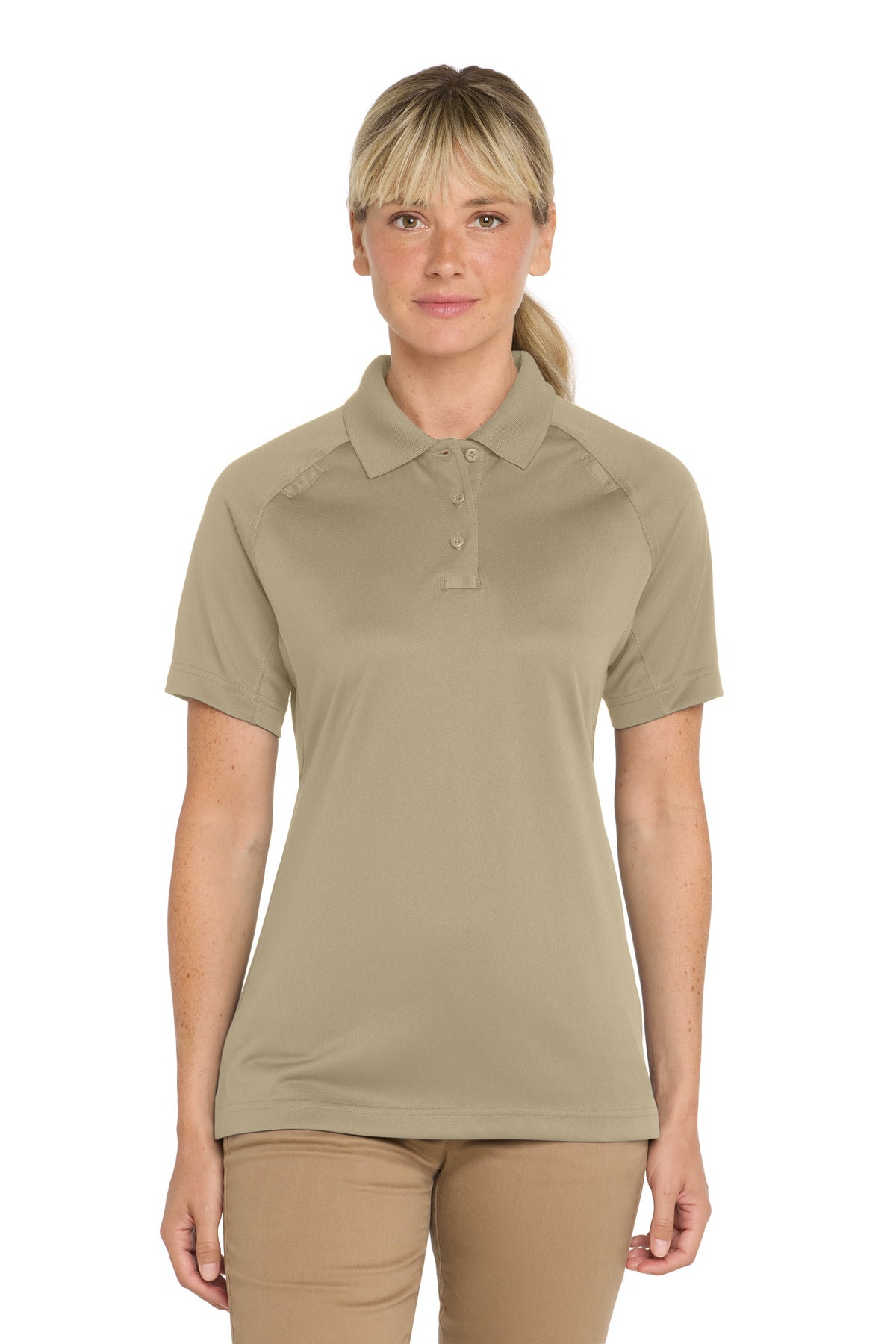 CornerStone Women's Select Snag-Proof Tactical Polo. CS411 - Tan - front