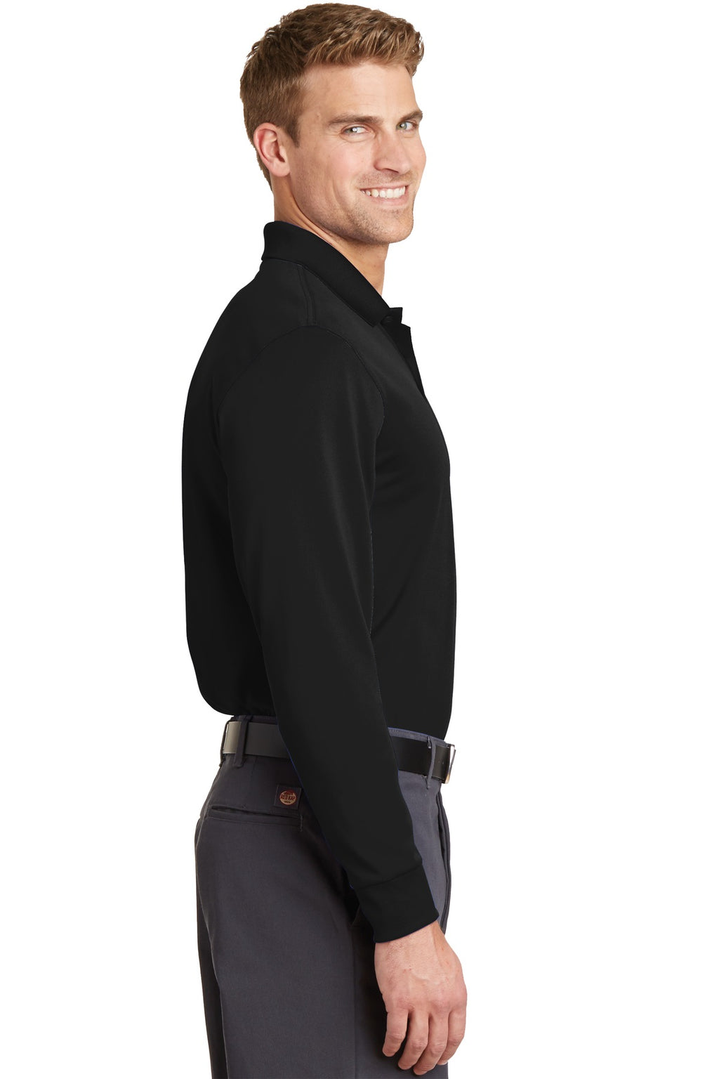 CornerStone Select Snag-Proof Long Sleeve Polo. CS412LS - Black - side
