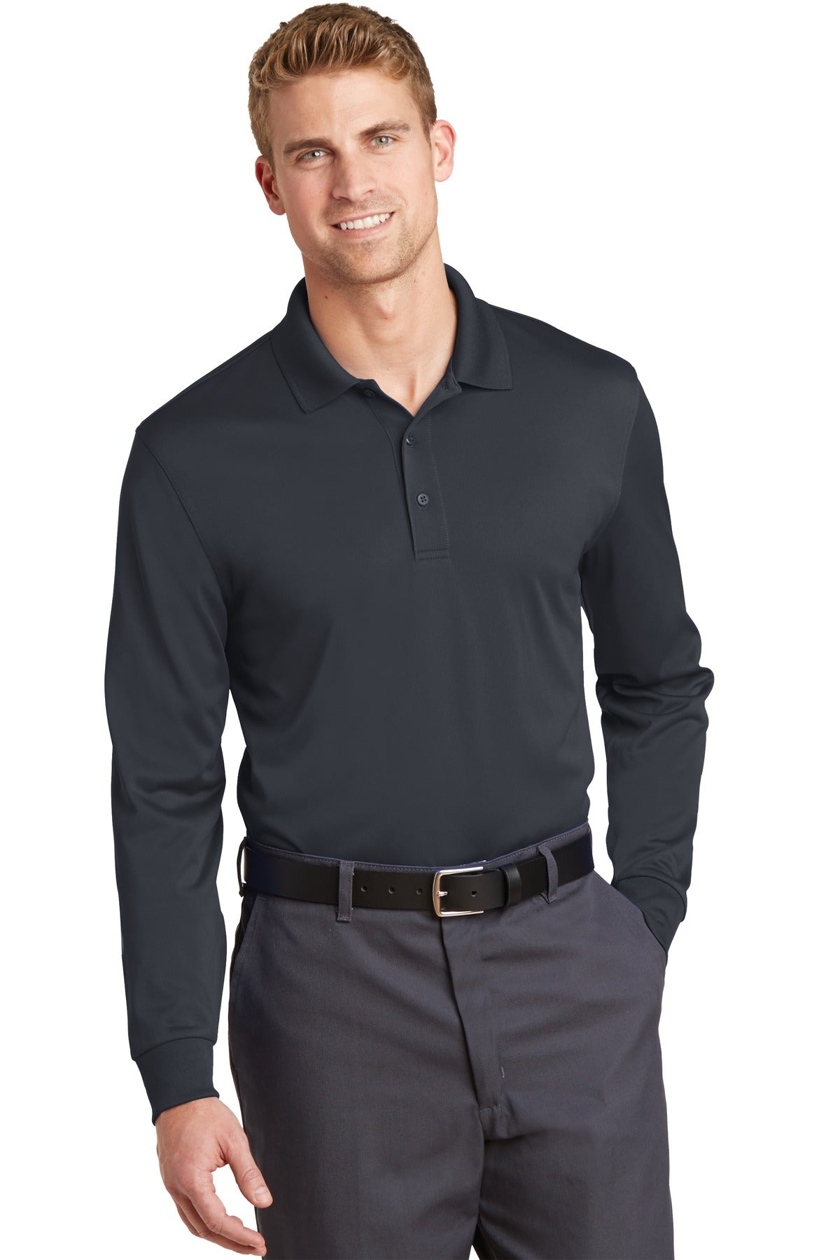 CornerStone Select Snag-Proof Long Sleeve Polo. CS412LS - Charcoal - front