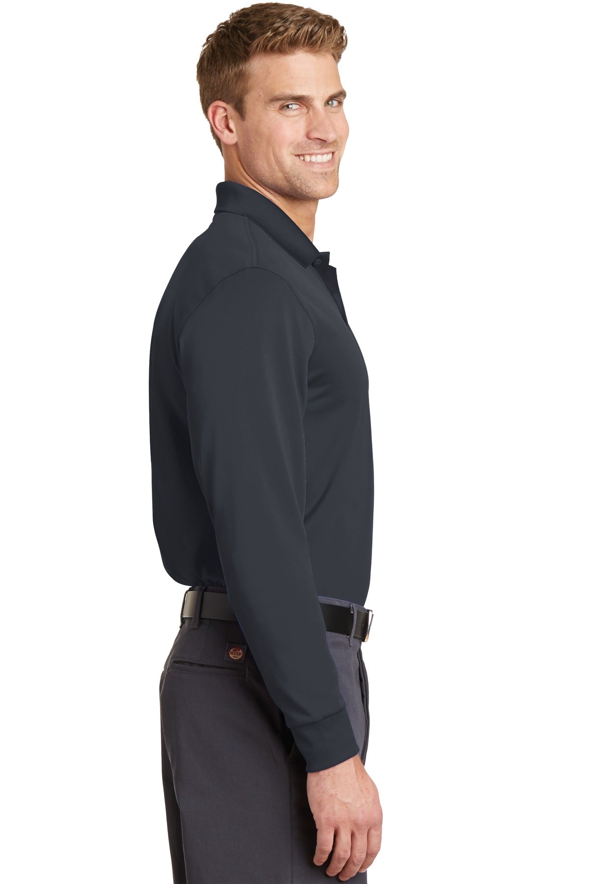 CornerStone Select Snag-Proof Long Sleeve Polo. CS412LS - Charcoal - side