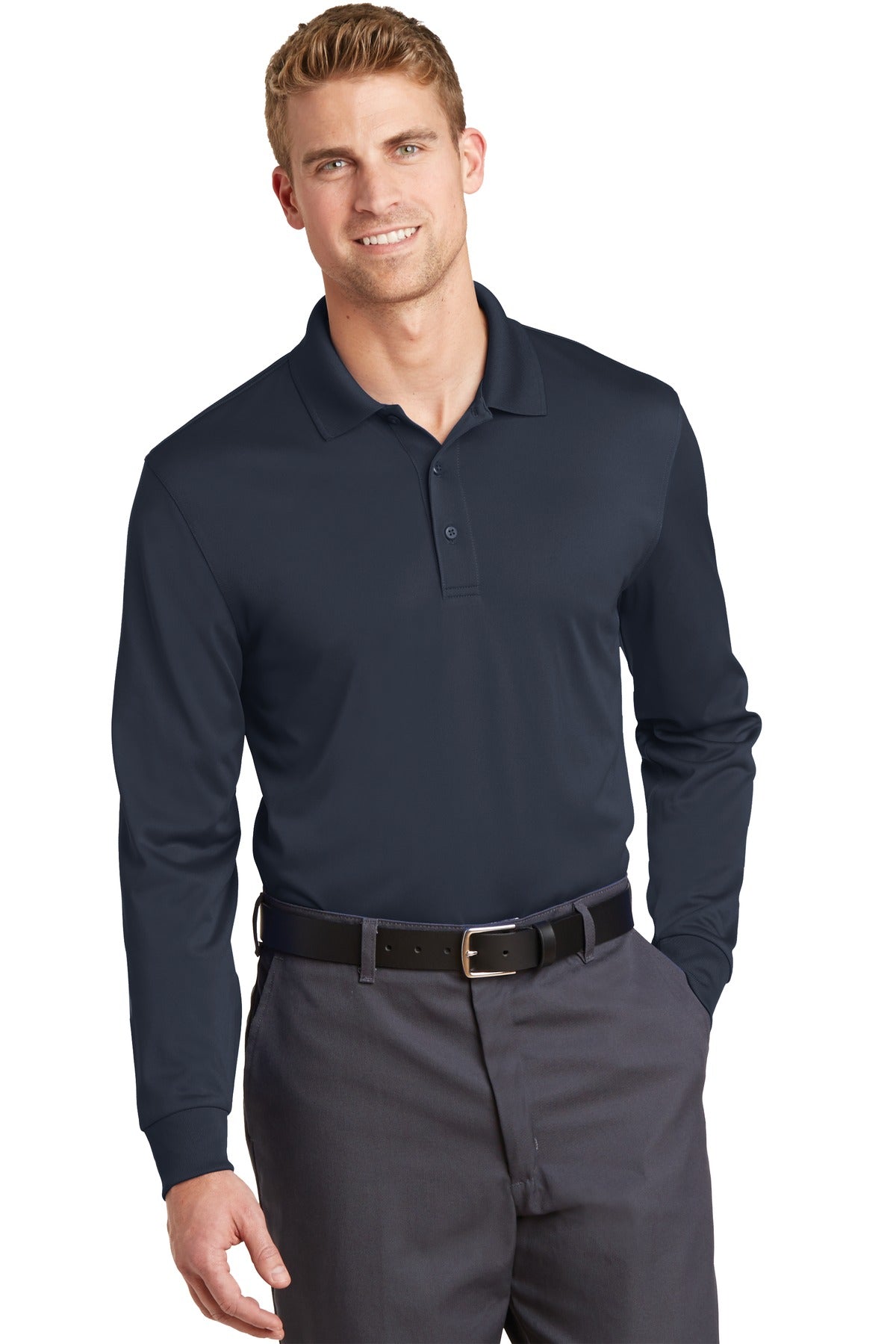 CornerStone Select Snag-Proof Long Sleeve Polo. CS412LS - Dark Navy - front