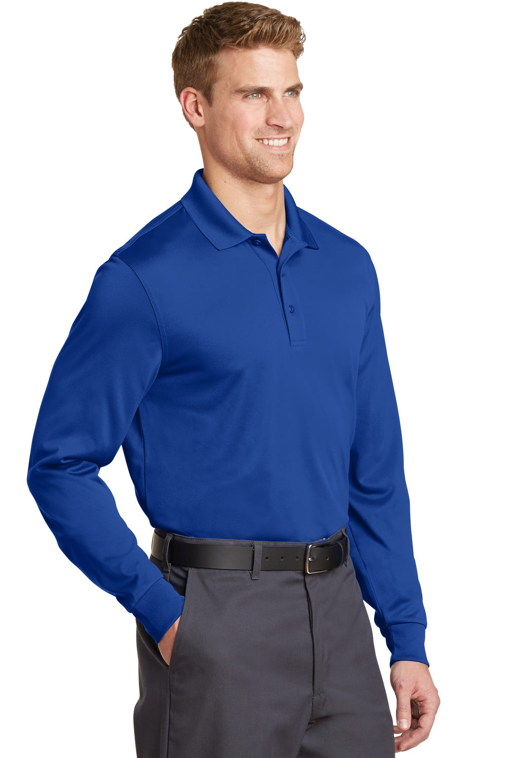 CornerStone Select Snag-Proof Long Sleeve Polo. CS412LS - Royal - three_q