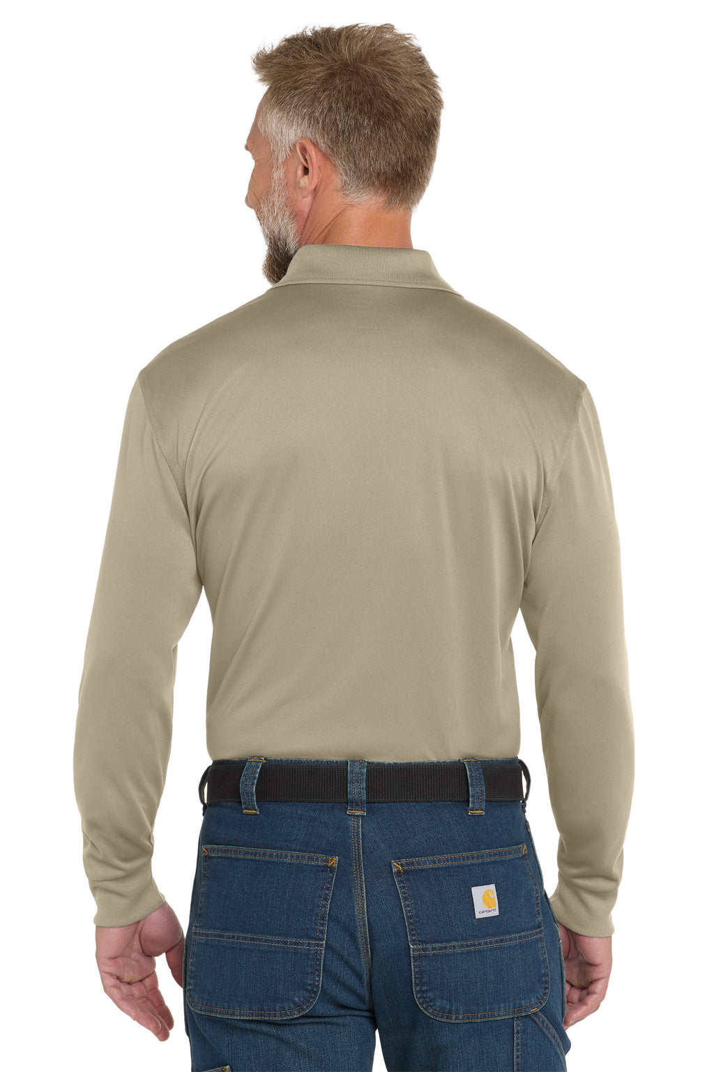 CornerStone Select Snag-Proof Long Sleeve Polo. CS412LS - Tan - back