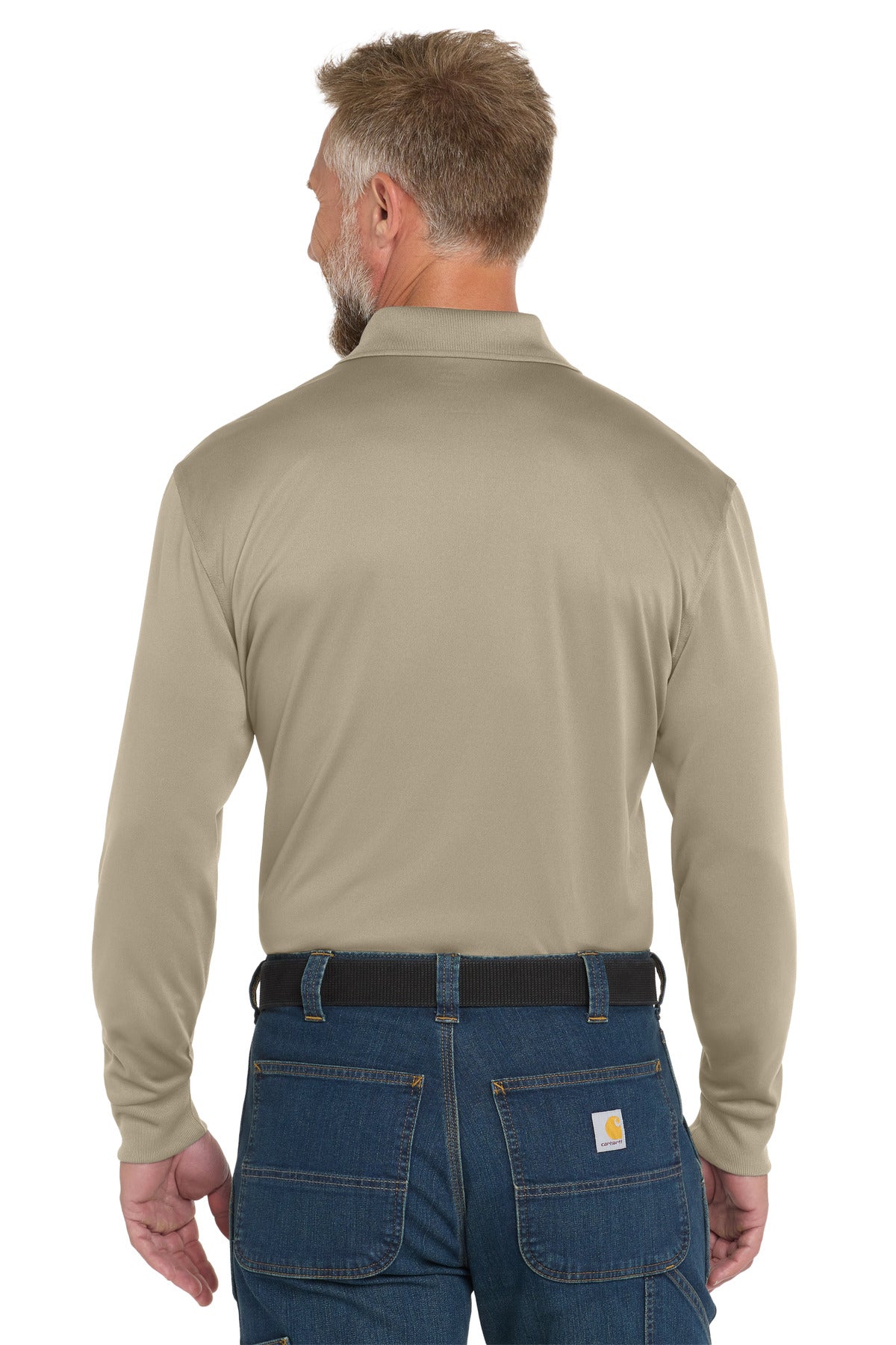 CornerStone Select Snag-Proof Long Sleeve Polo. CS412LS - Tan - back