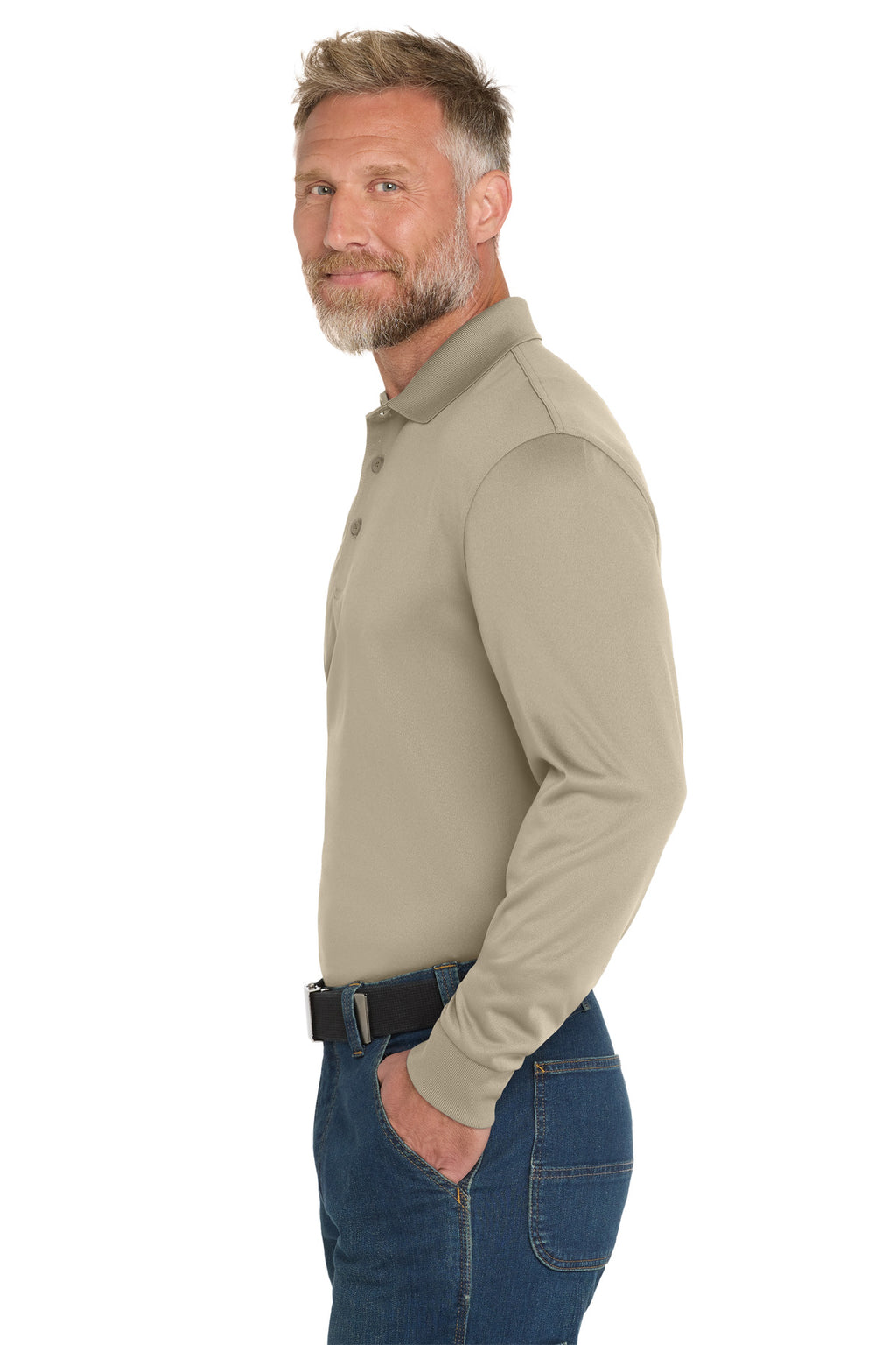 CornerStone Select Snag-Proof Long Sleeve Polo. CS412LS - Tan - side