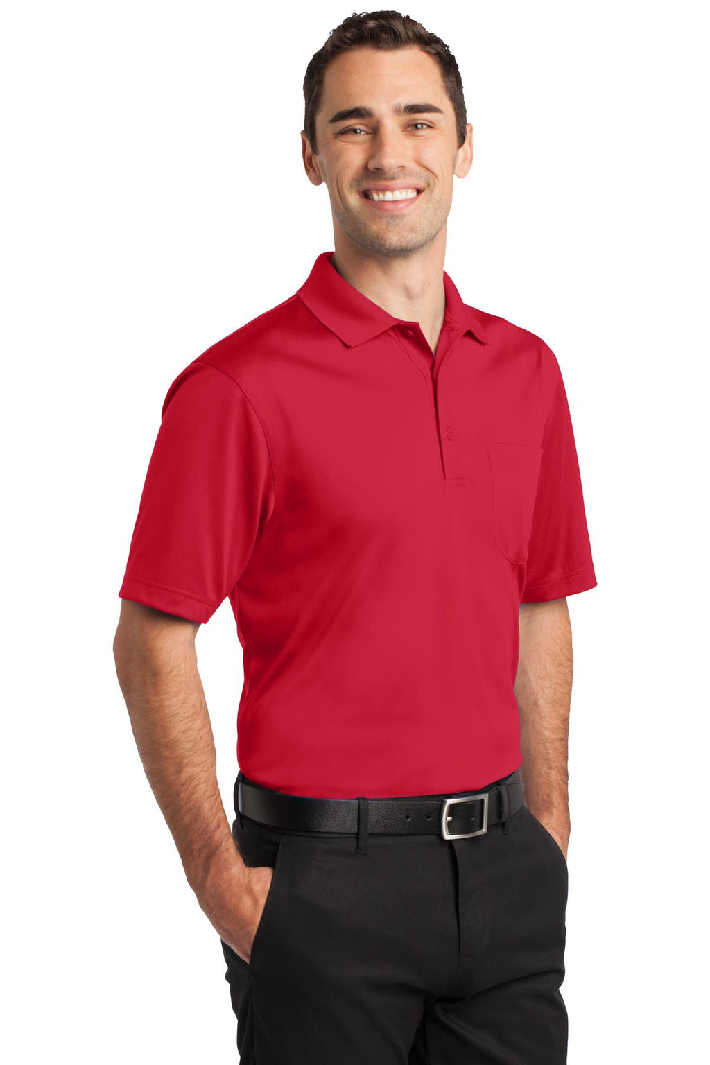 CornerStone Select Snag-Proof Pocket Polo. CS412P - Red - three_q