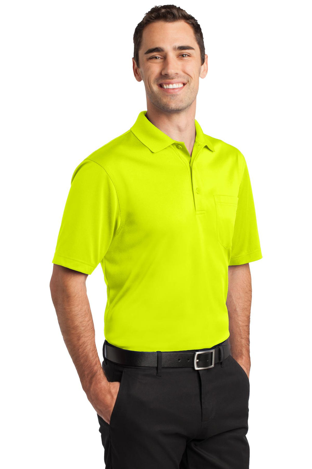 CornerStone Select Snag-Proof Pocket Polo. CS412P - Safety Yellow - three_q