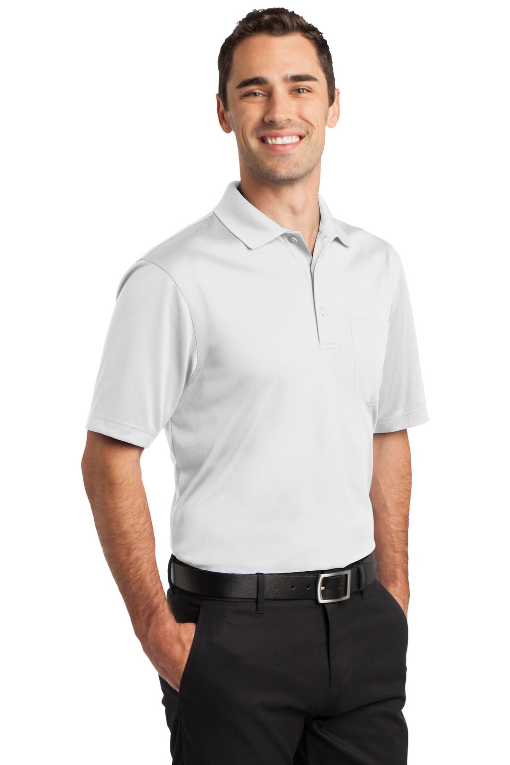 CornerStone Select Snag-Proof Pocket Polo. CS412P - White - three_q
