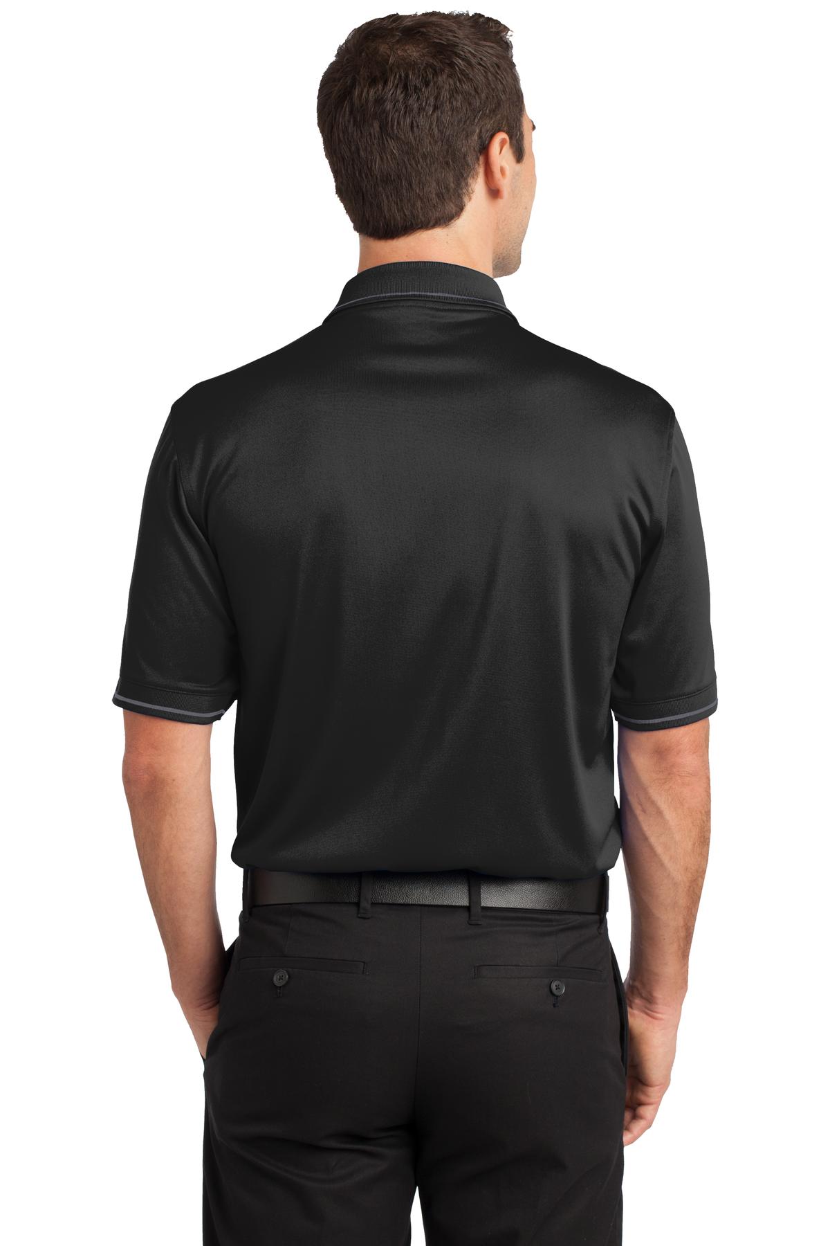 DISCONTINUED CornerStone Select Snag-Proof Tipped Pocket Polo. CS415 - Black/ Smoke Grey - back