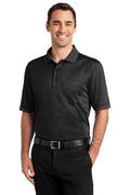 DISCONTINUED CornerStone Select Snag-Proof Tipped Pocket Polo. CS415 - Black/ Smoke Grey - front