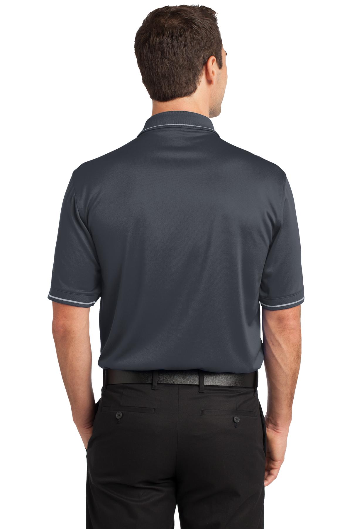 DISCONTINUED CornerStone Select Snag-Proof Tipped Pocket Polo. CS415 - Charcoal/ Light Grey - back