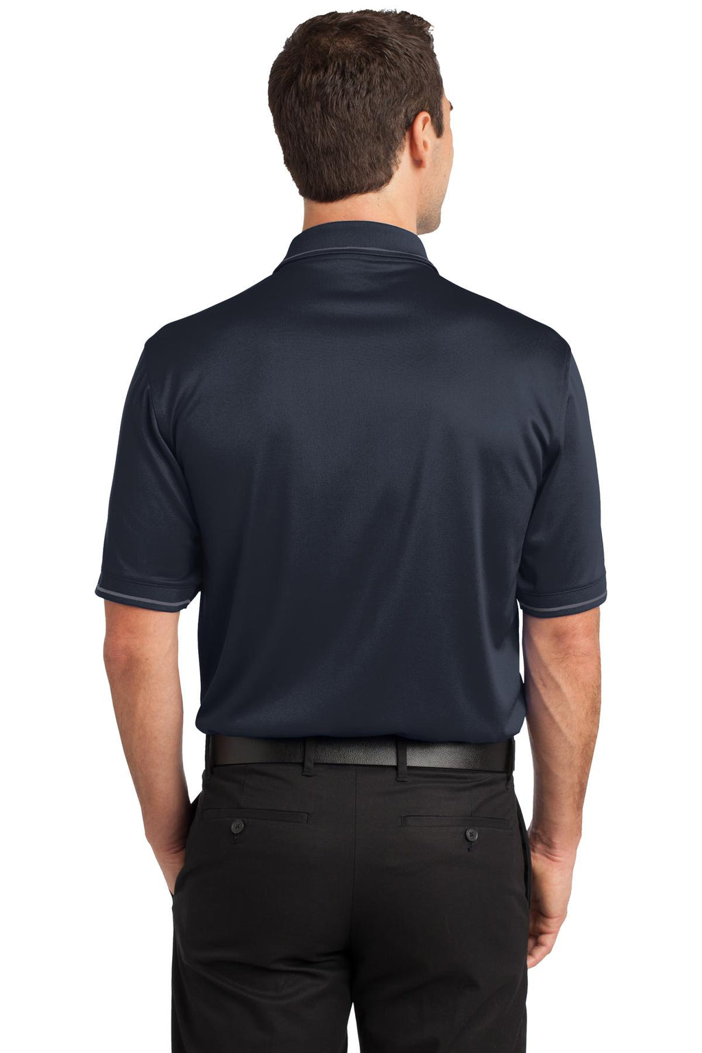 DISCONTINUED CornerStone Select Snag-Proof Tipped Pocket Polo. CS415 - Dark Navy/ Smoke Grey - back