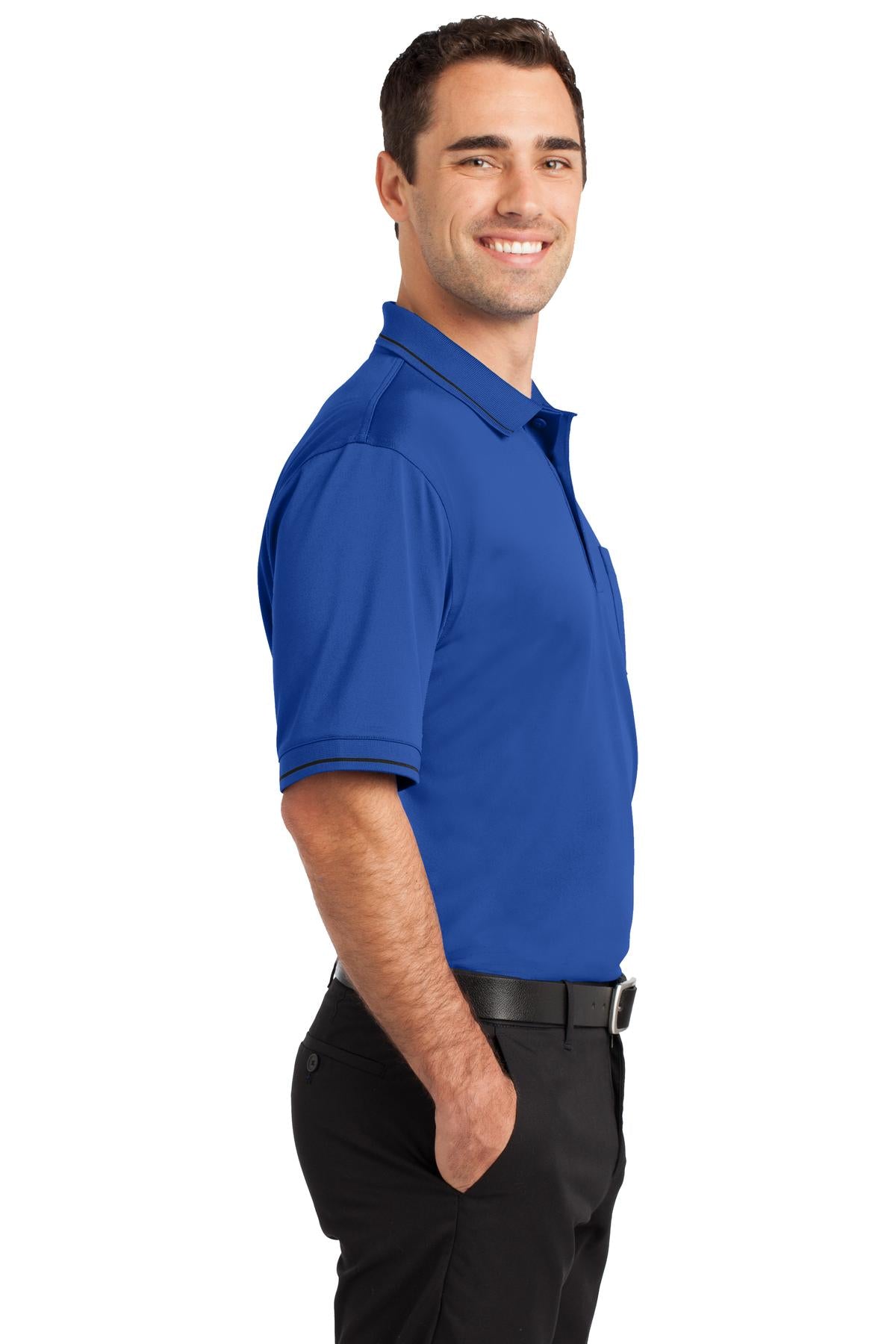DISCONTINUED CornerStone Select Snag-Proof Tipped Pocket Polo. CS415 - Royal/ Black - side