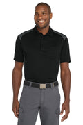 CornerStone Select Snag-Proof Two Way Colorblock Pocket Polo. CS416 - Black/ Charcoal - front