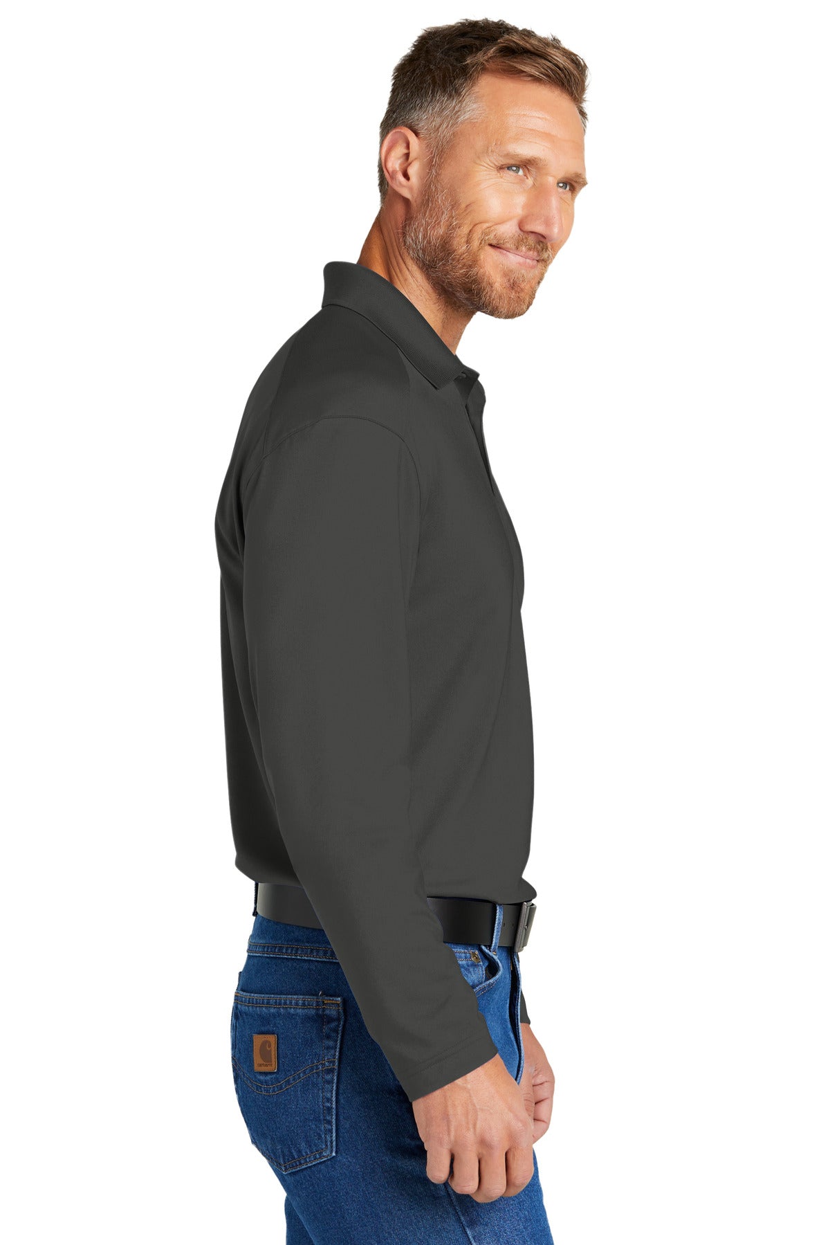 CornerStone Select Lightweight Snag-Proof Long Sleeve Polo CS418LS - Charcoal - side