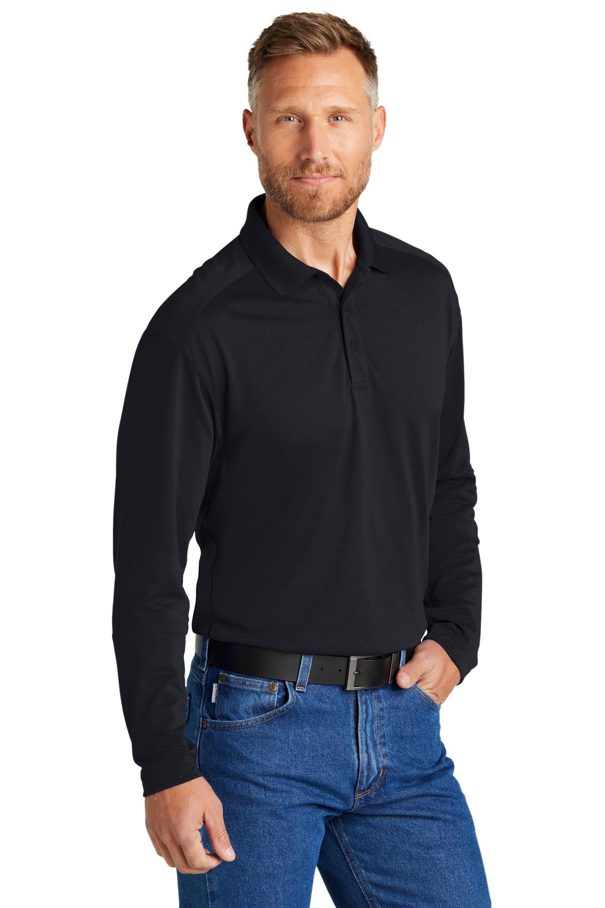 CornerStone Select Lightweight Snag-Proof Long Sleeve Polo CS418LS - Dark Navy - three_q