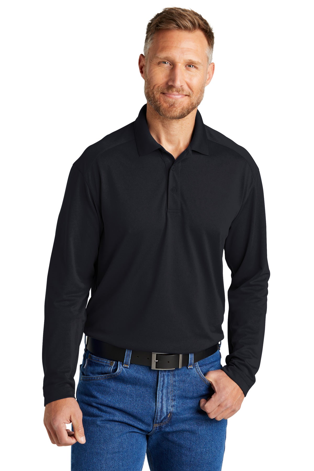 CornerStone Select Lightweight Snag-Proof Long Sleeve Polo CS418LS - Dark Navy - front