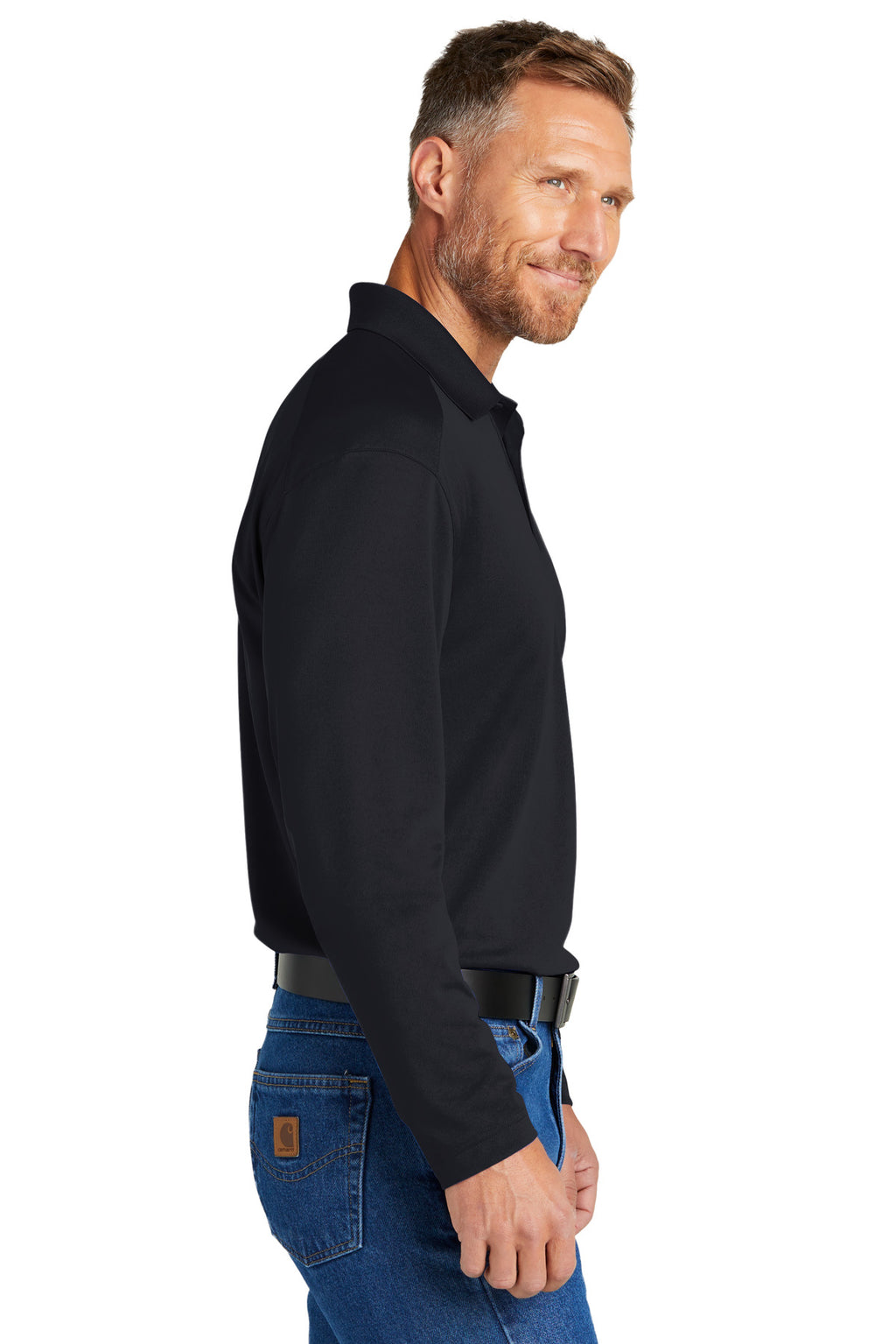 CornerStone Select Lightweight Snag-Proof Long Sleeve Polo CS418LS - Dark Navy - side