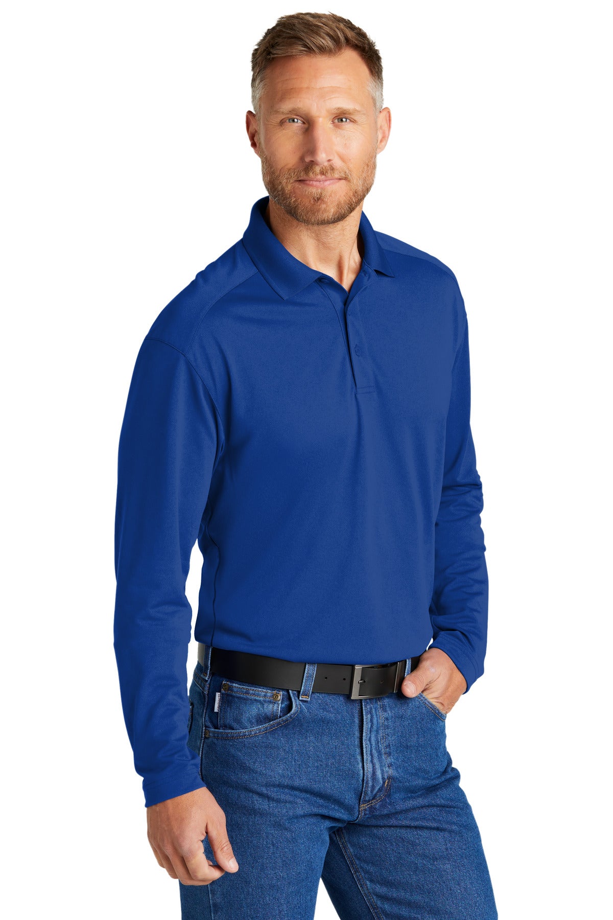 CornerStone Select Lightweight Snag-Proof Long Sleeve Polo CS418LS - Royal - three_q