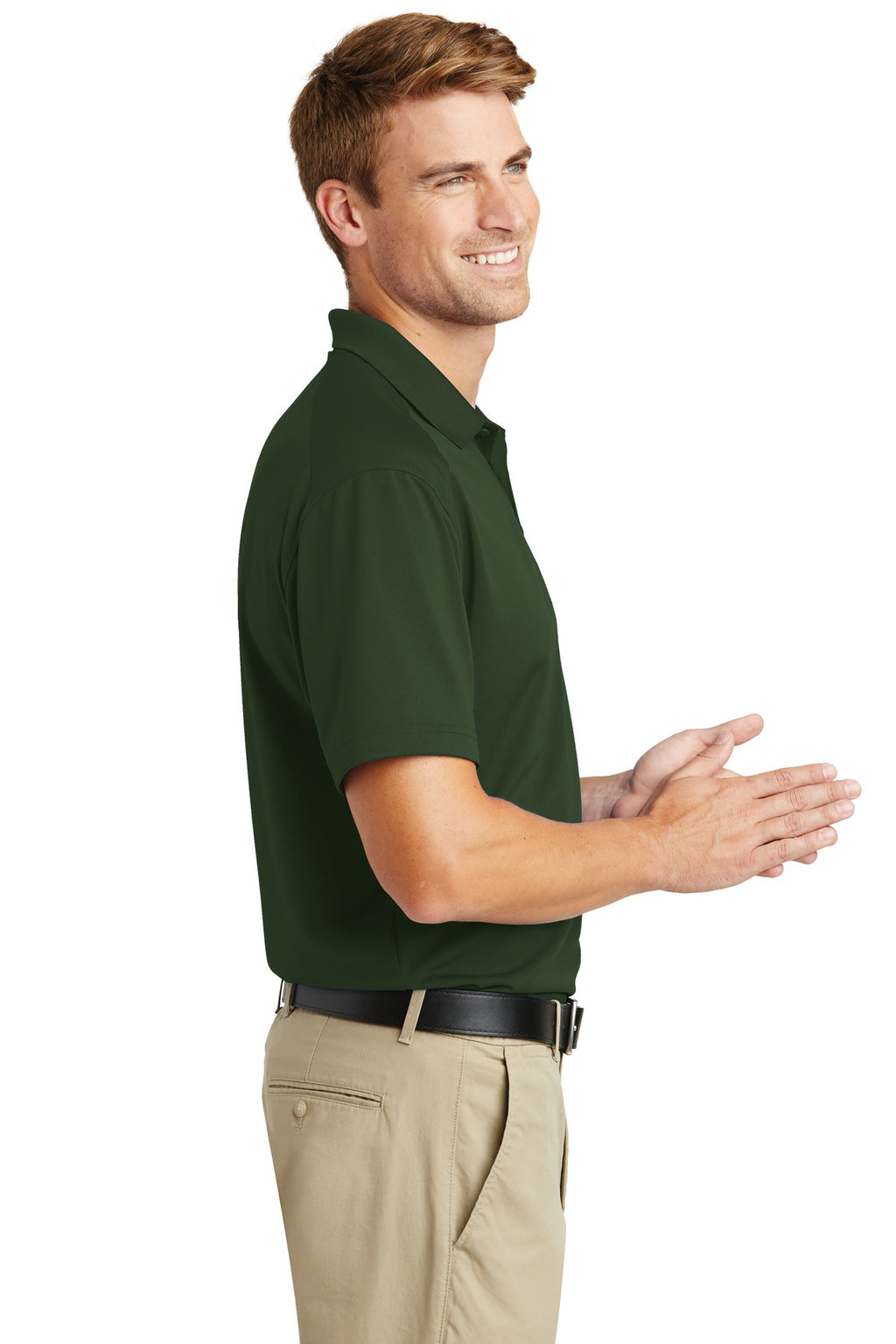 CornerStone Select Lightweight Snag-Proof Polo. CS418 - Dark Green - side