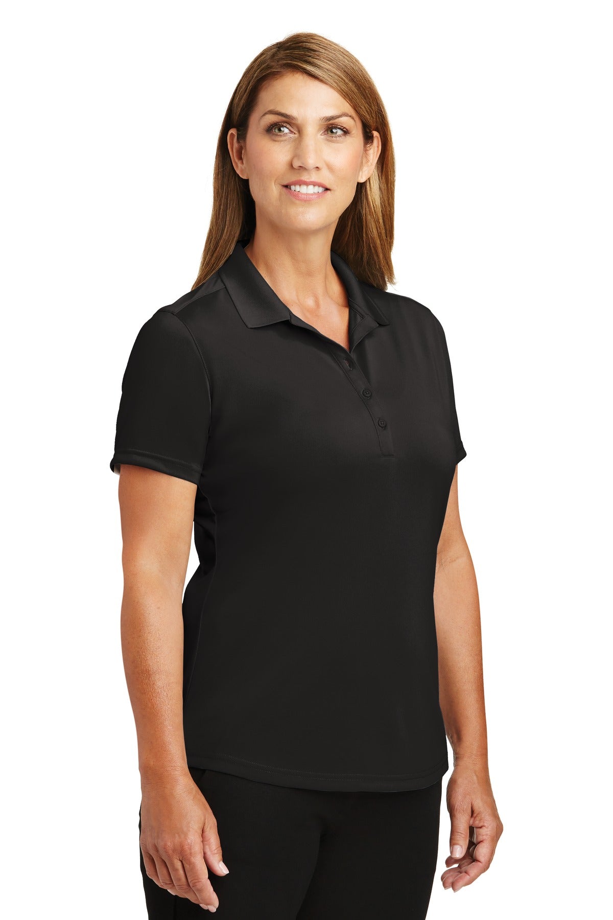 CornerStone Women's Select Lightweight Snag-Proof Polo. CS419 - Black - three_q