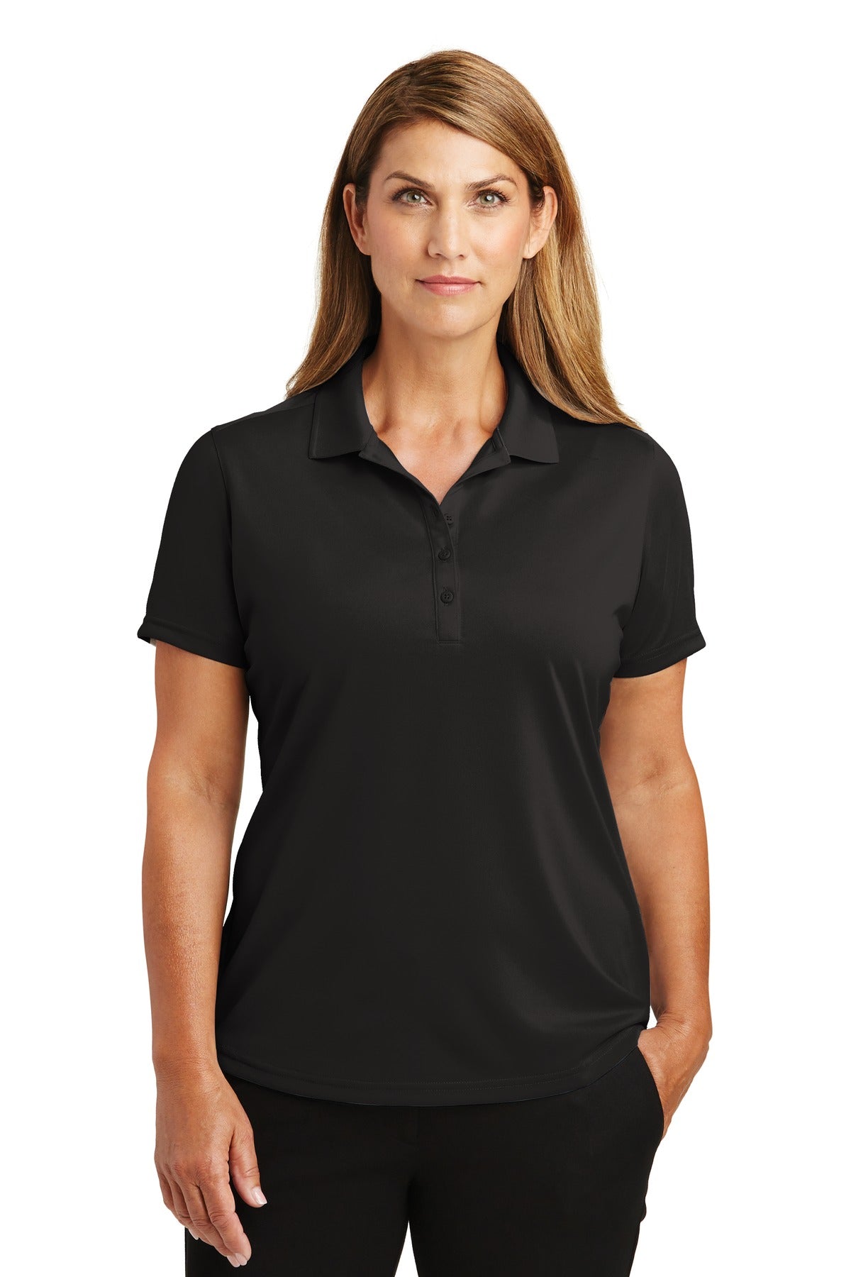 CornerStone Women's Select Lightweight Snag-Proof Polo. CS419 - Black - front