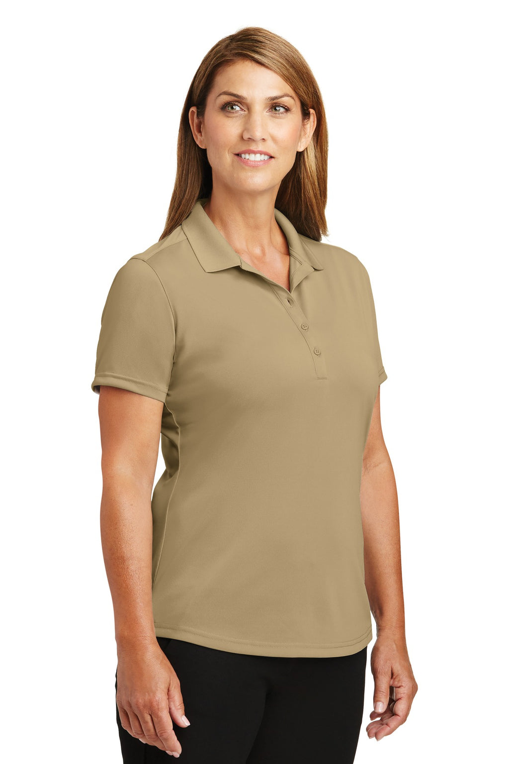 CornerStone Women's Select Lightweight Snag-Proof Polo. CS419 - Tan - three_q