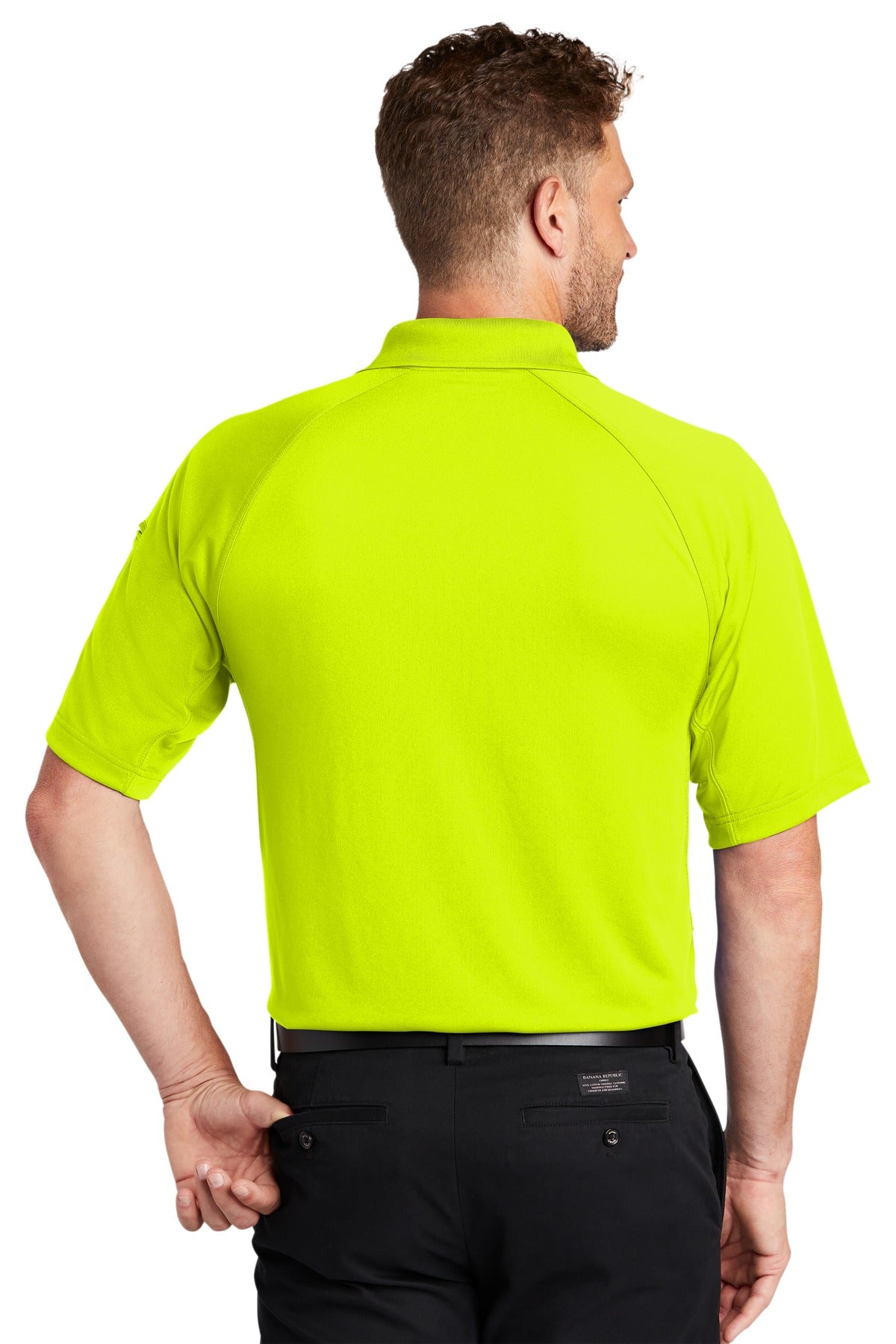 CornerStone Select Lightweight Snag-Proof Tactical Polo. CS420 - Safety Yellow - back
