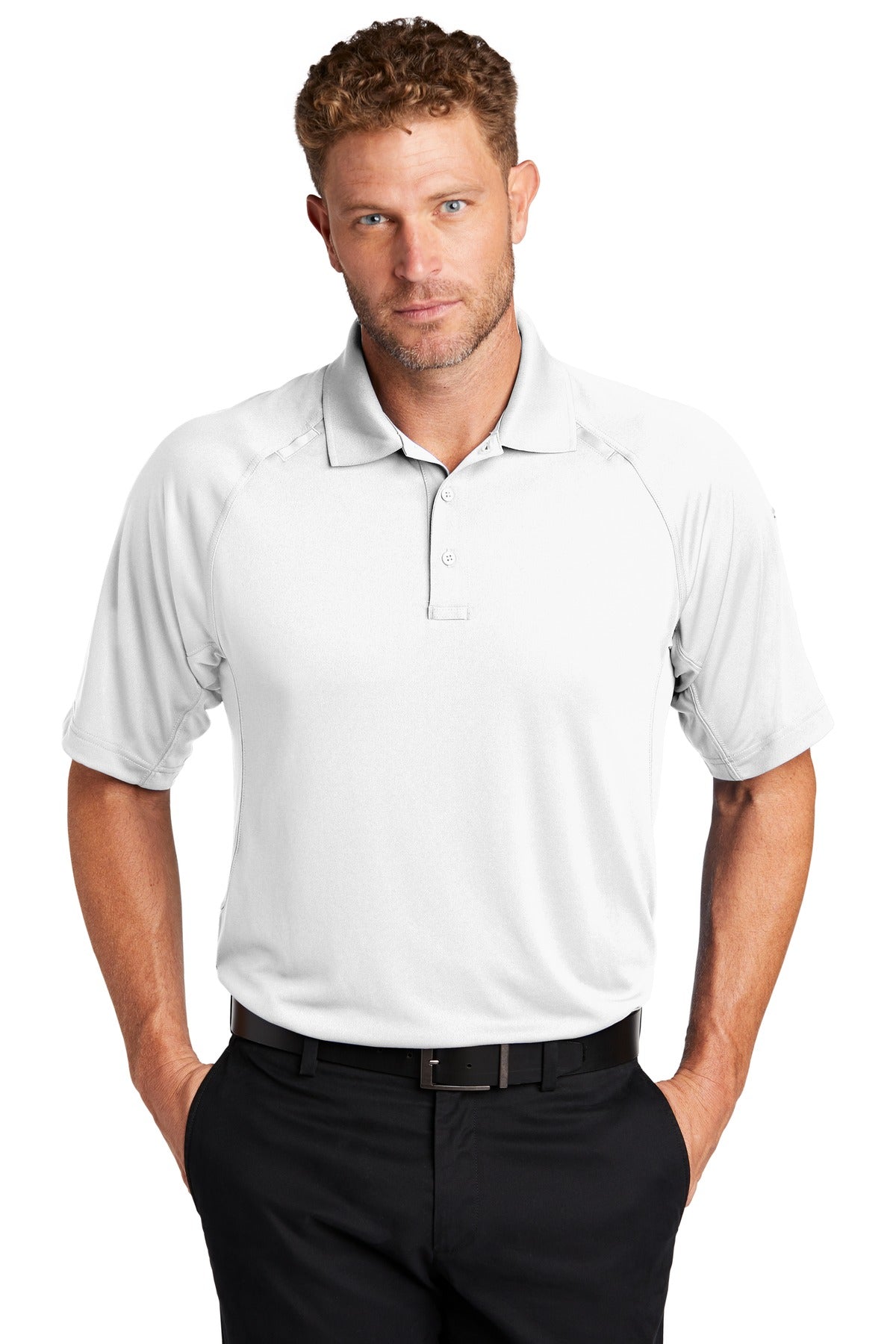 CornerStone Select Lightweight Snag-Proof Tactical Polo. CS420 - White - front