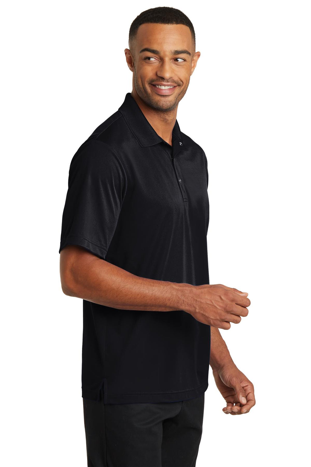 CornerStone Micropique Gripper Polo. CS421 - Black - three_q